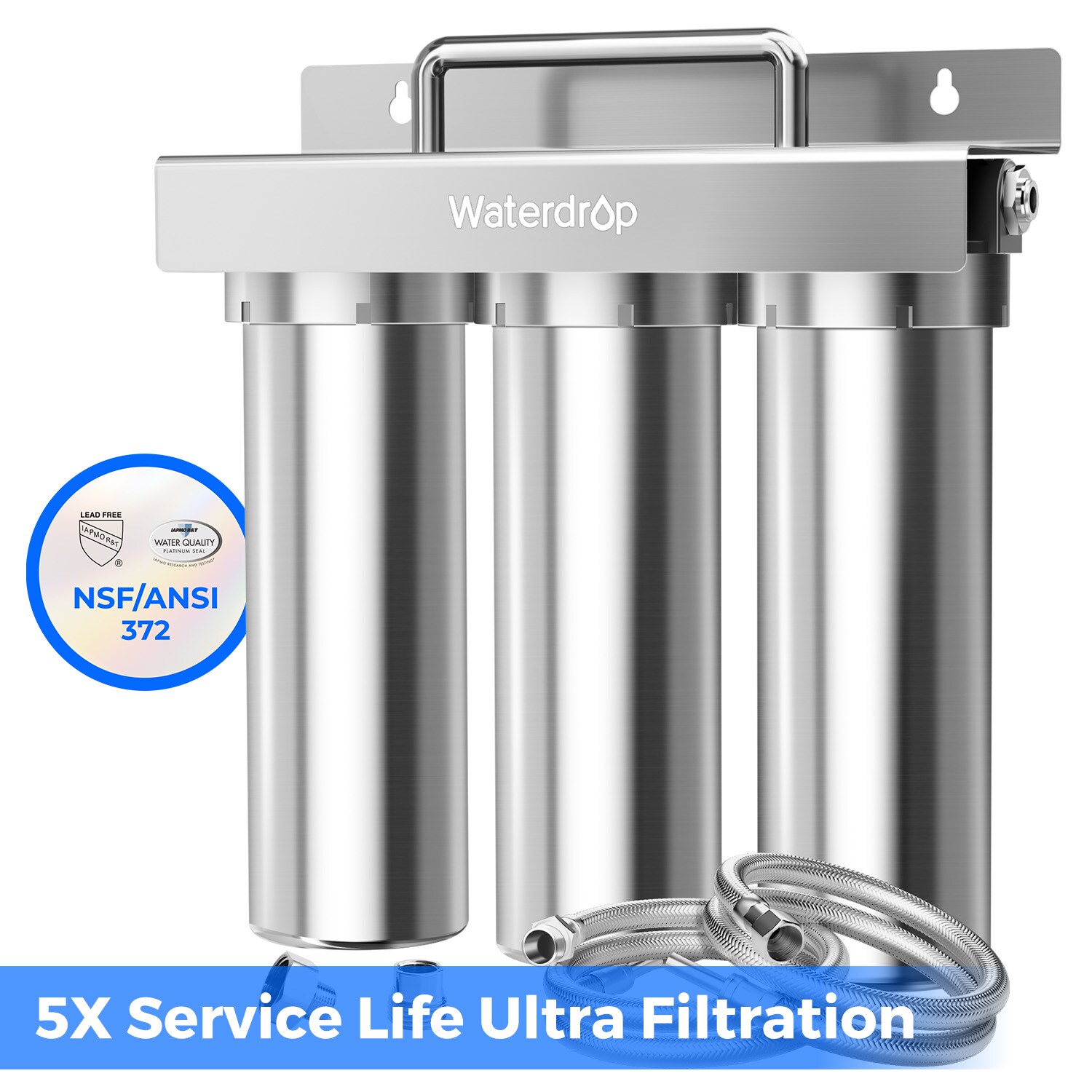 Waterdrop TST-UF Triple-stage Composite/Activated carbon 6 Under Sink Water Filtration System Stainless Steel Faucet