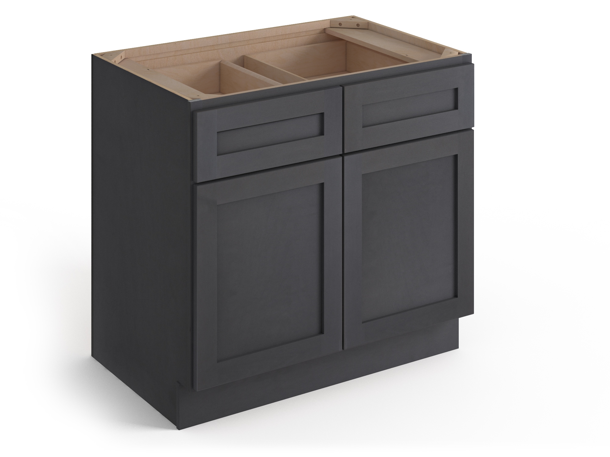 Valleywood Cabinetry 36-in W x 34.5-in H x 24-in D Ideal Gray Birch 2-Drawer Base Ready To Assemble Plywood Cabinet (Flat Panel Style)
