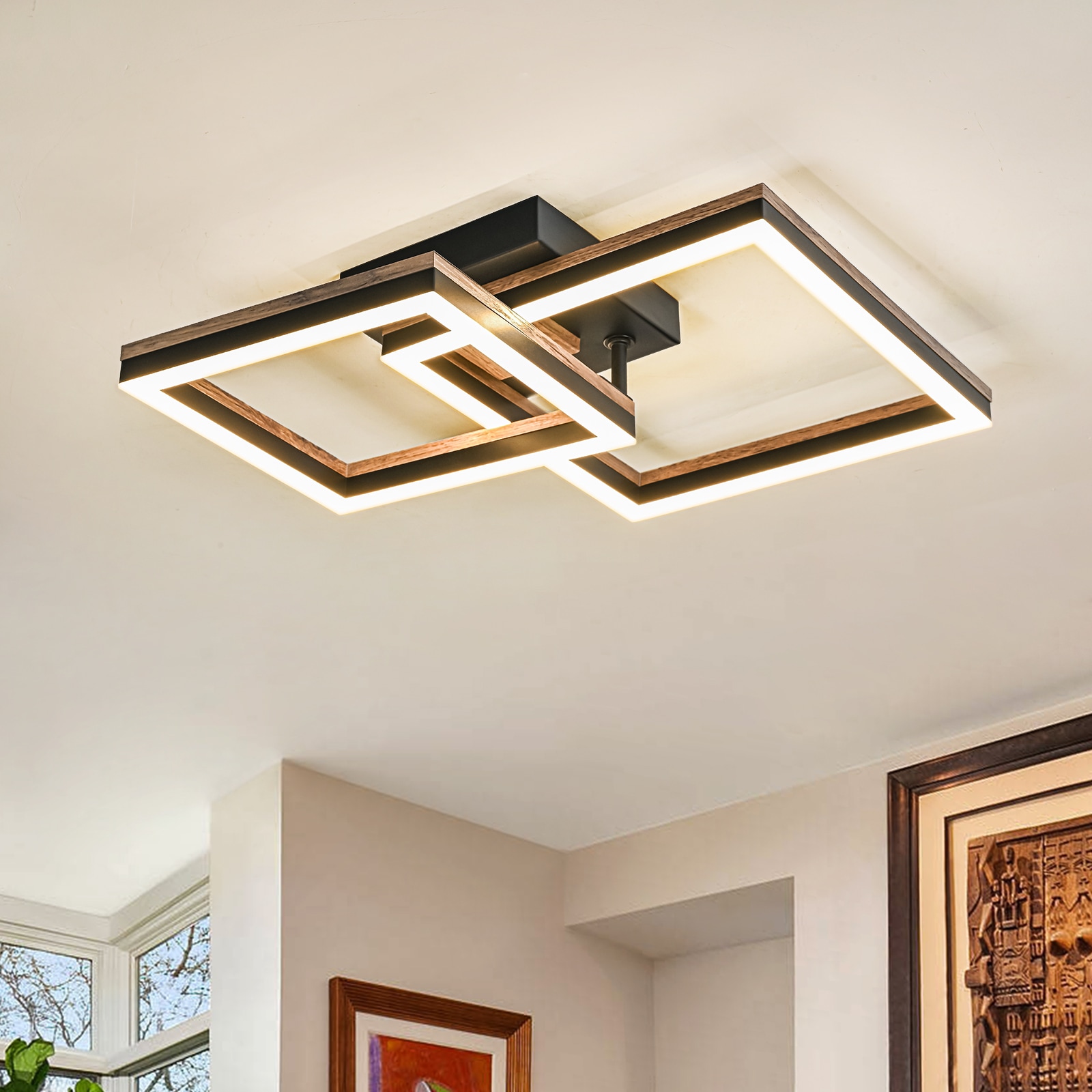 EDISLIVE Y81010000060448 Georgina 2 -Light 13.4-in Brown Integrated LED Semi Flush Mount Light