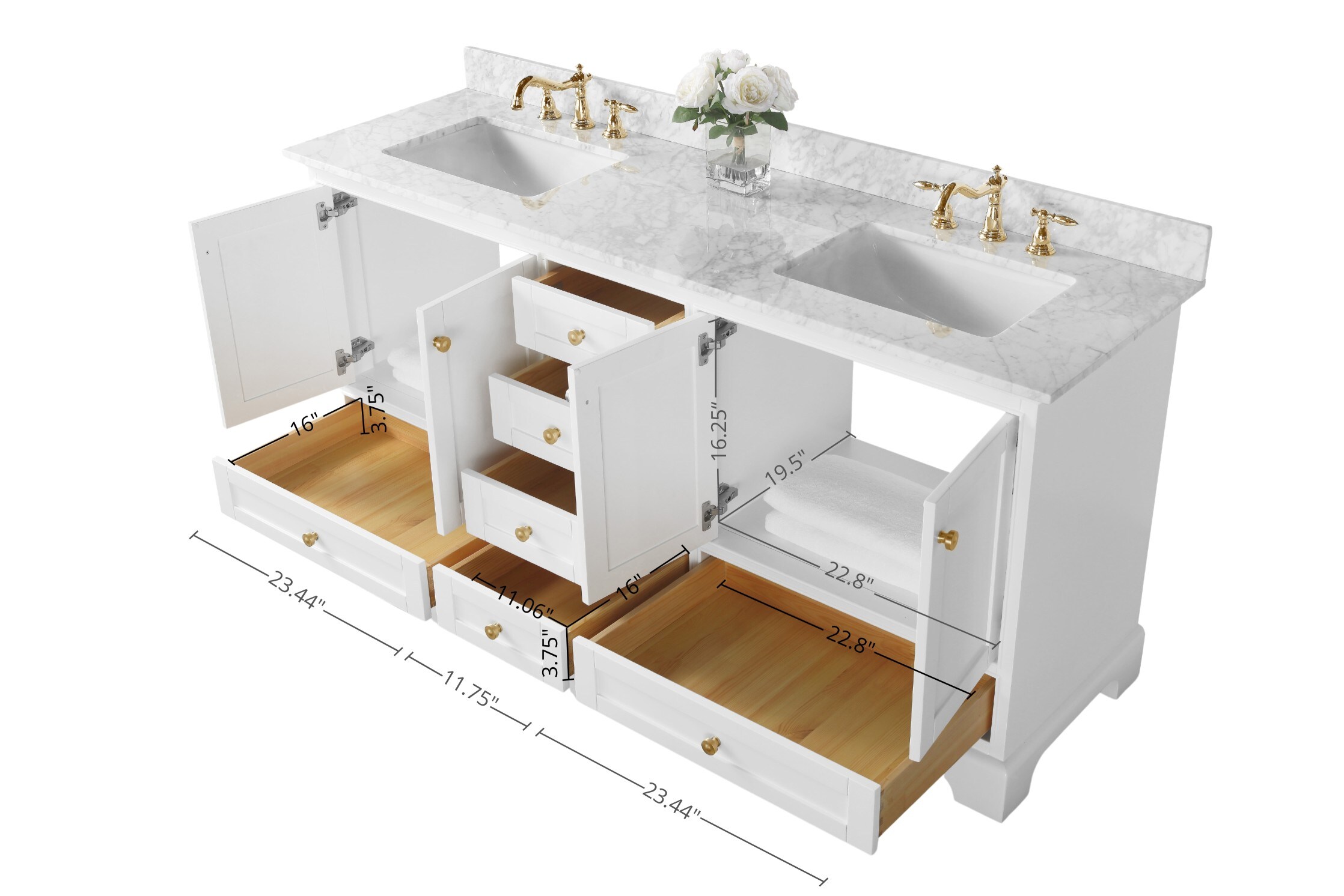 Ancerre Designs VTS-AUDREY-66-W-CWGD Bath-Vanity-Combo - View #6