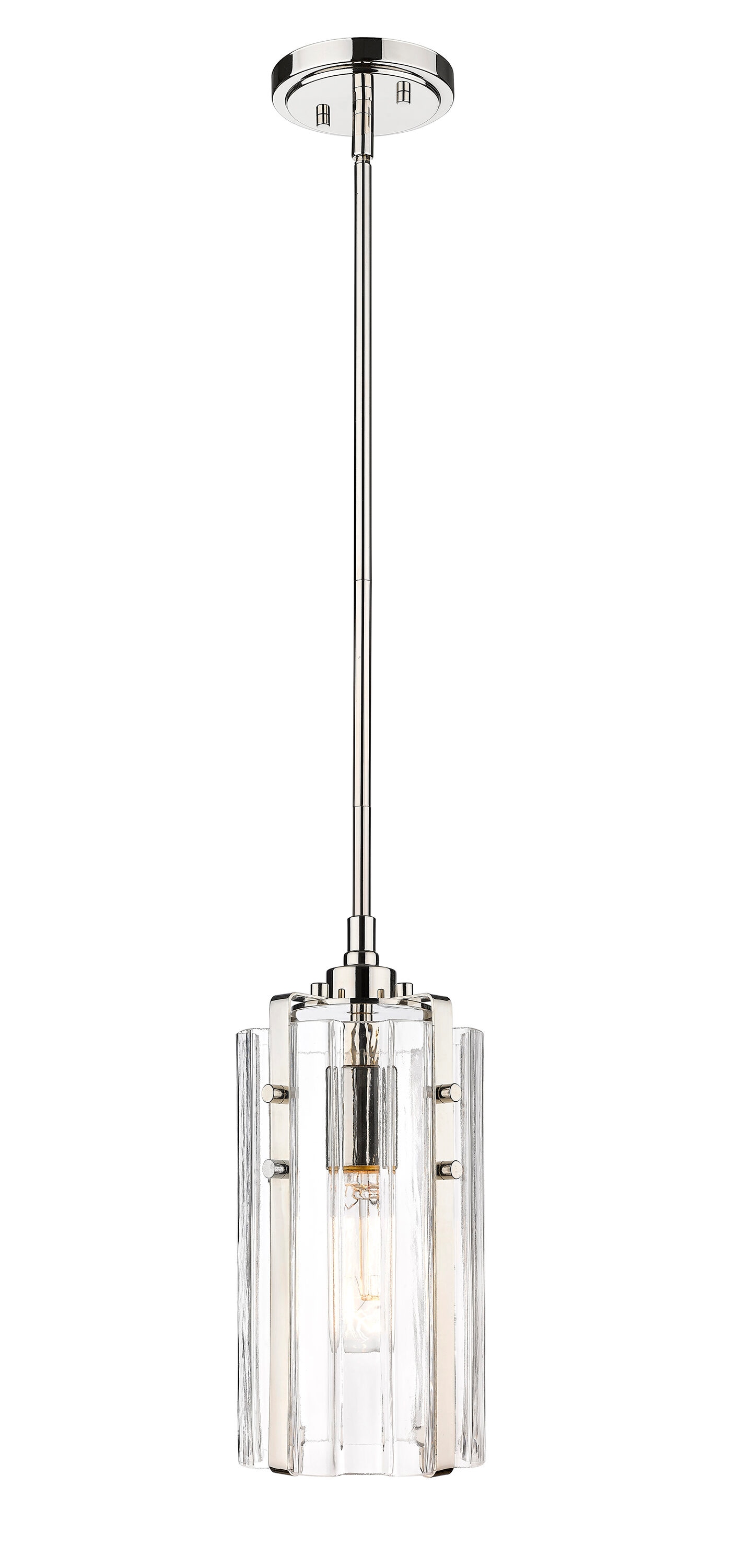Polished Nickel 12" Mini Pendant with Glass Shade