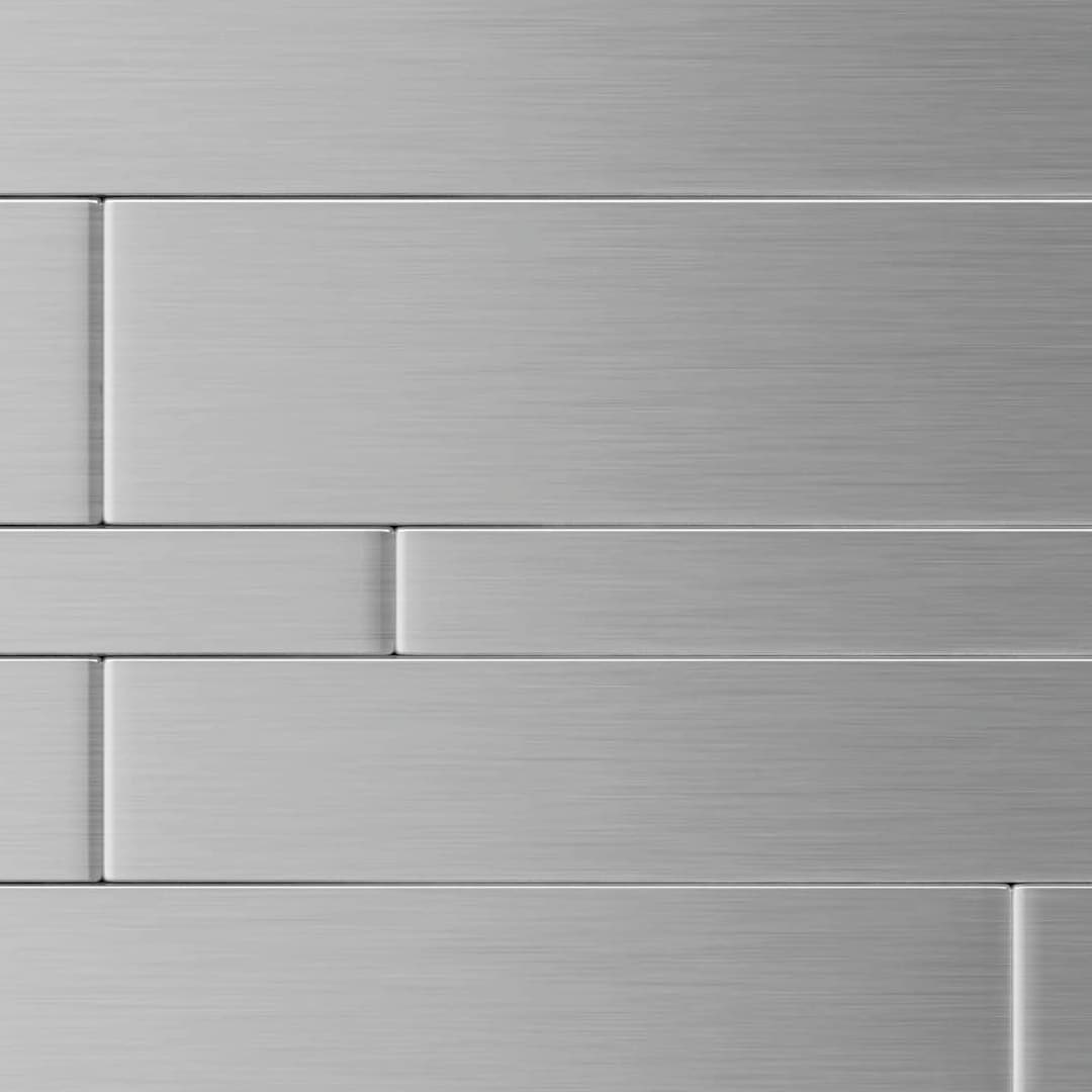 SpeedTiles Murano S2 Silver Stainless Steel 10-in x 12-in Brushed Metal Linear Peel and Stick and Wall Tile (4.92-sq. ft/ Carton) | ID110-5/BX6