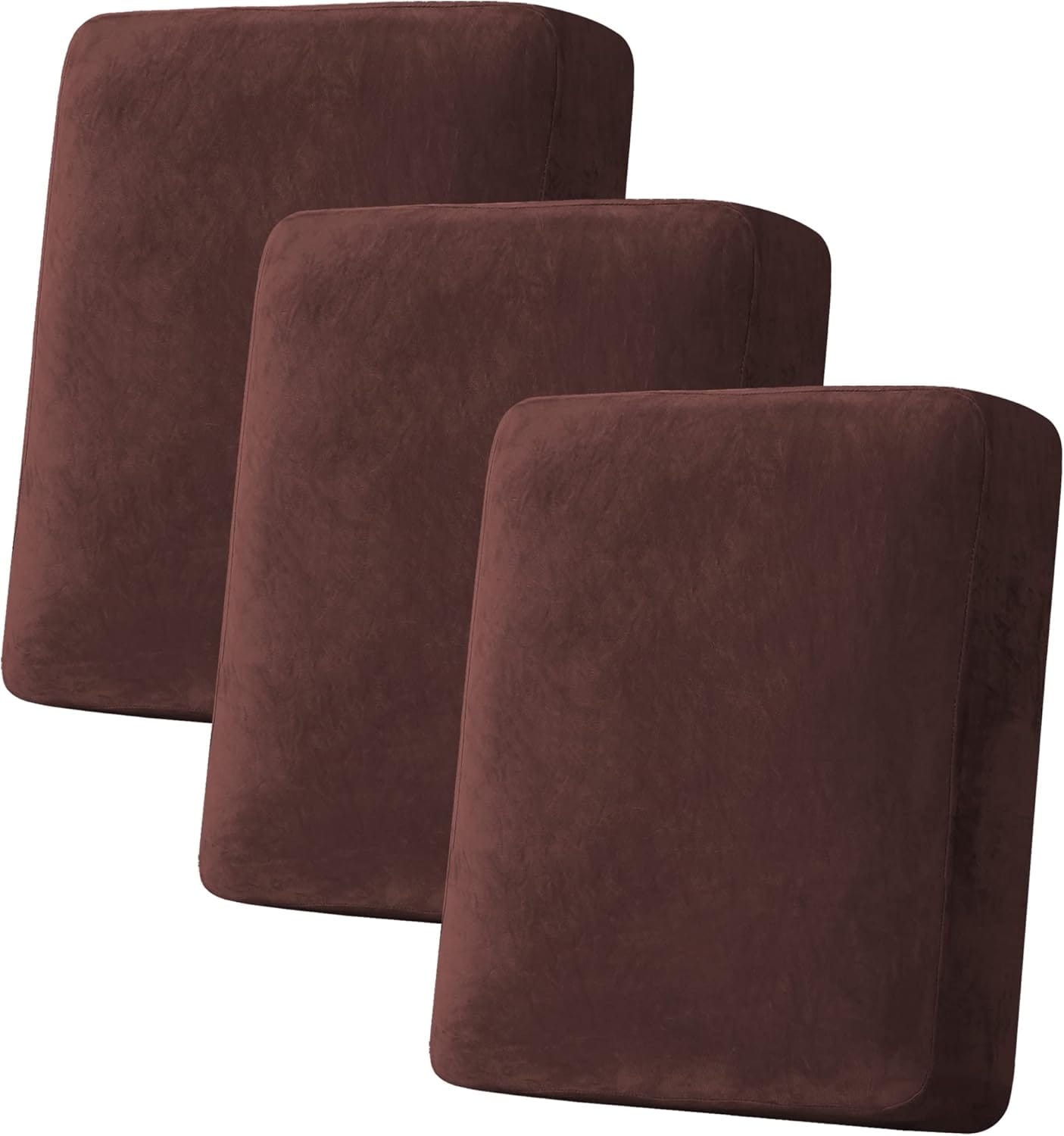 H.Versailtex - Stretch velvet cushion cover 3-Cushion Sofa Covers Brown