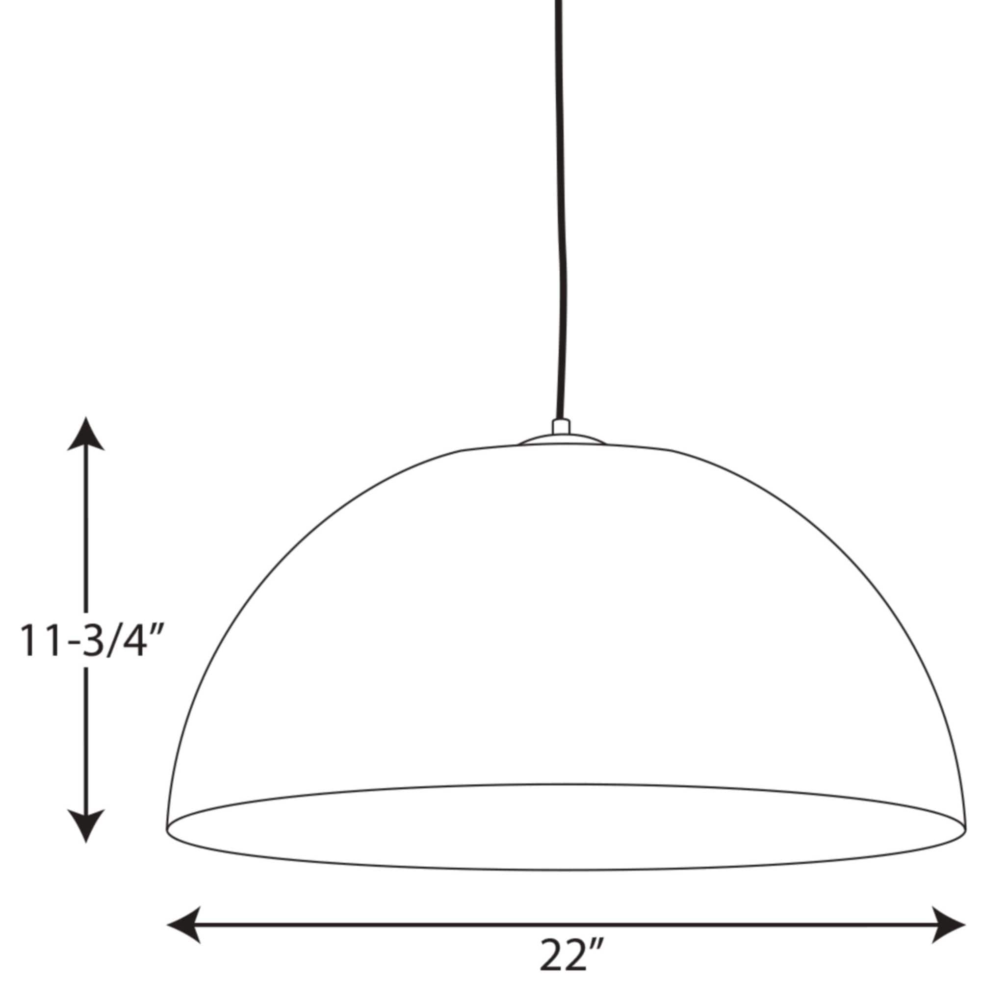 Antique Bronze Farmhouse LED Dome Pendant, 22" Width, Energy Star