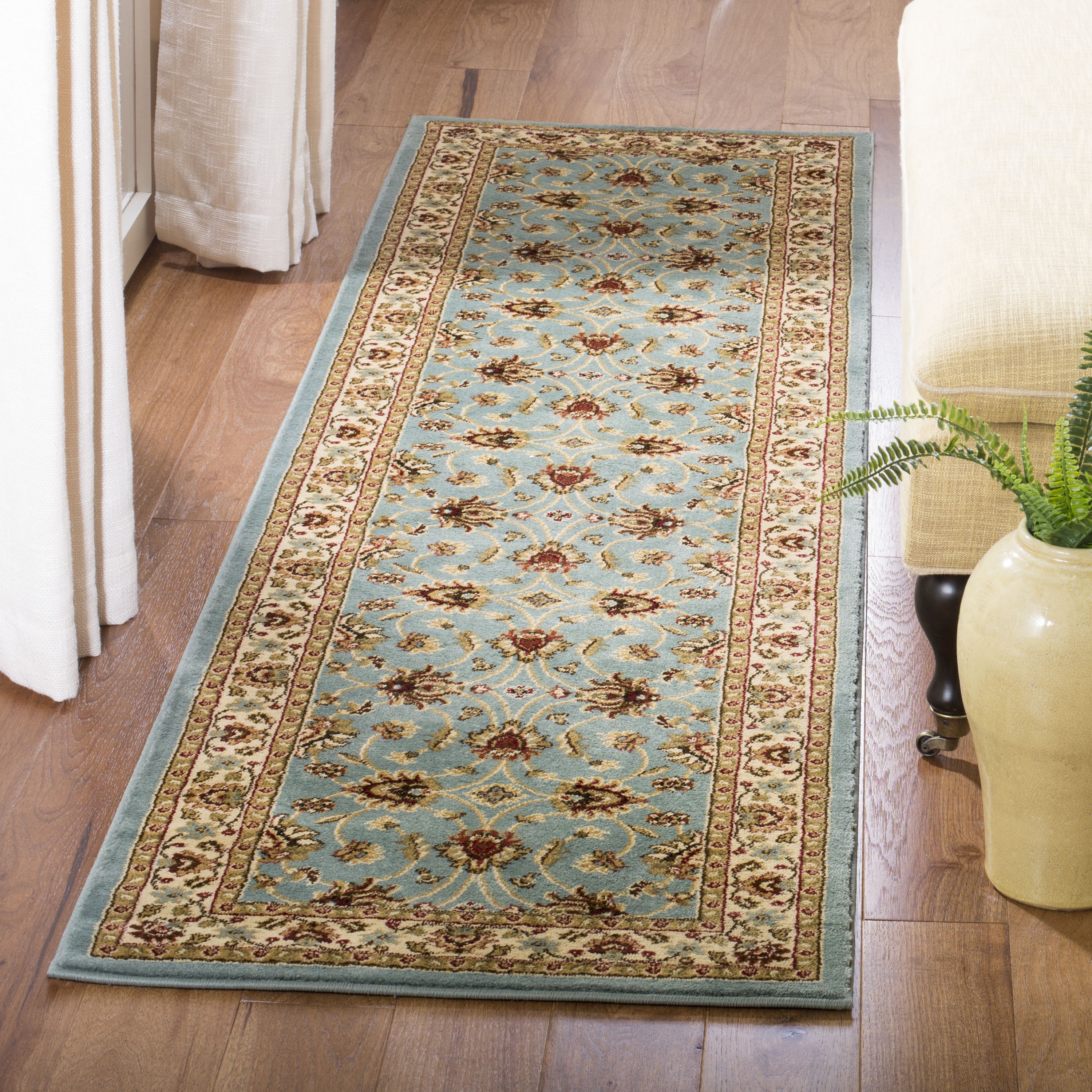 Safavieh LNH553-6512-28 Lyndhurst Agra 2 x 8 (ft) Loomed Polypropylene Blue/Ivory Rectangular Indoor Floral/Botanical Oriental Runner rug