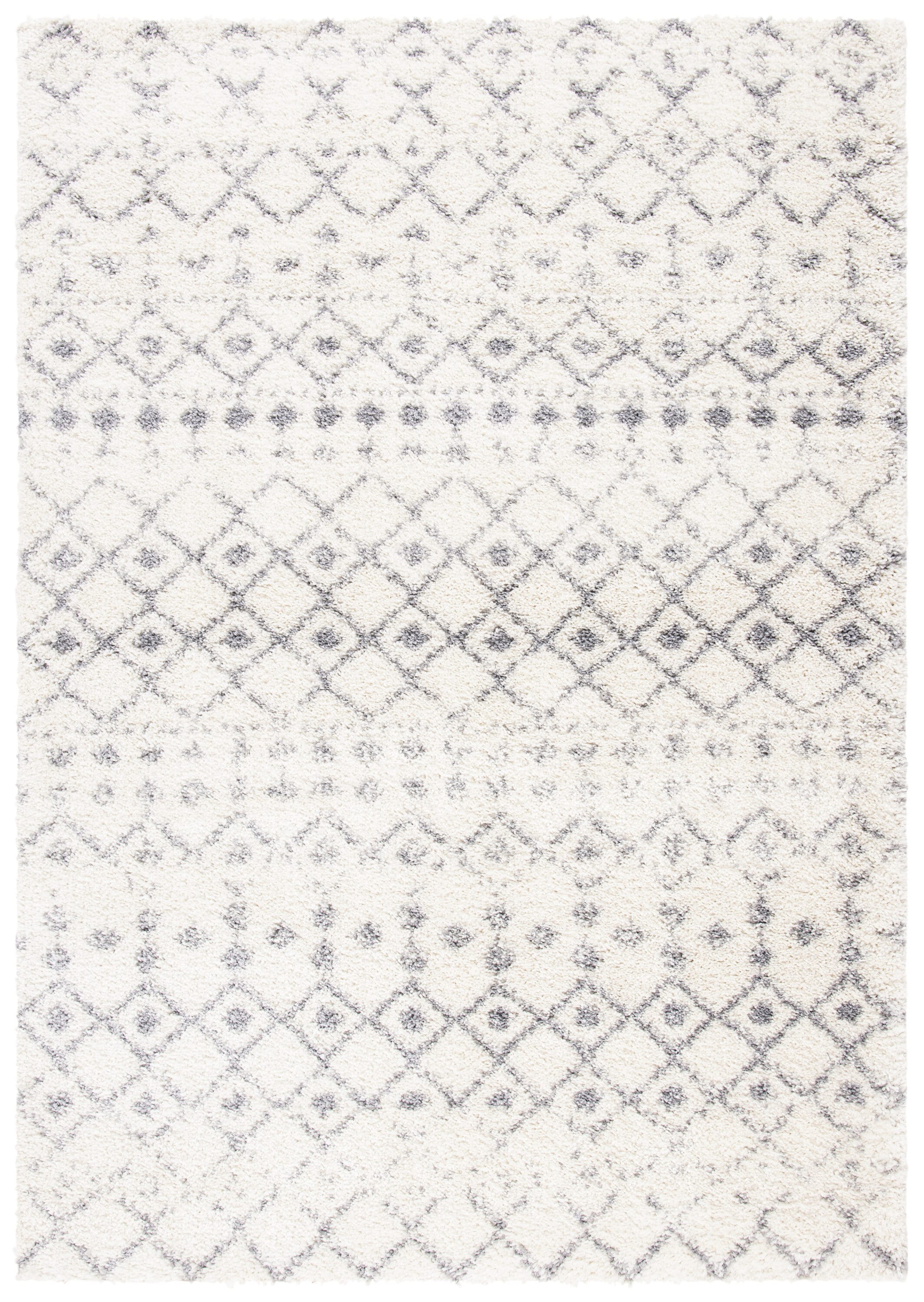 Safavieh THO616C-6 7 x 9 (ft) Loomed Polypropylene White/Gray Rectangular Indoor Trellis Mid-Century Modern Area rug