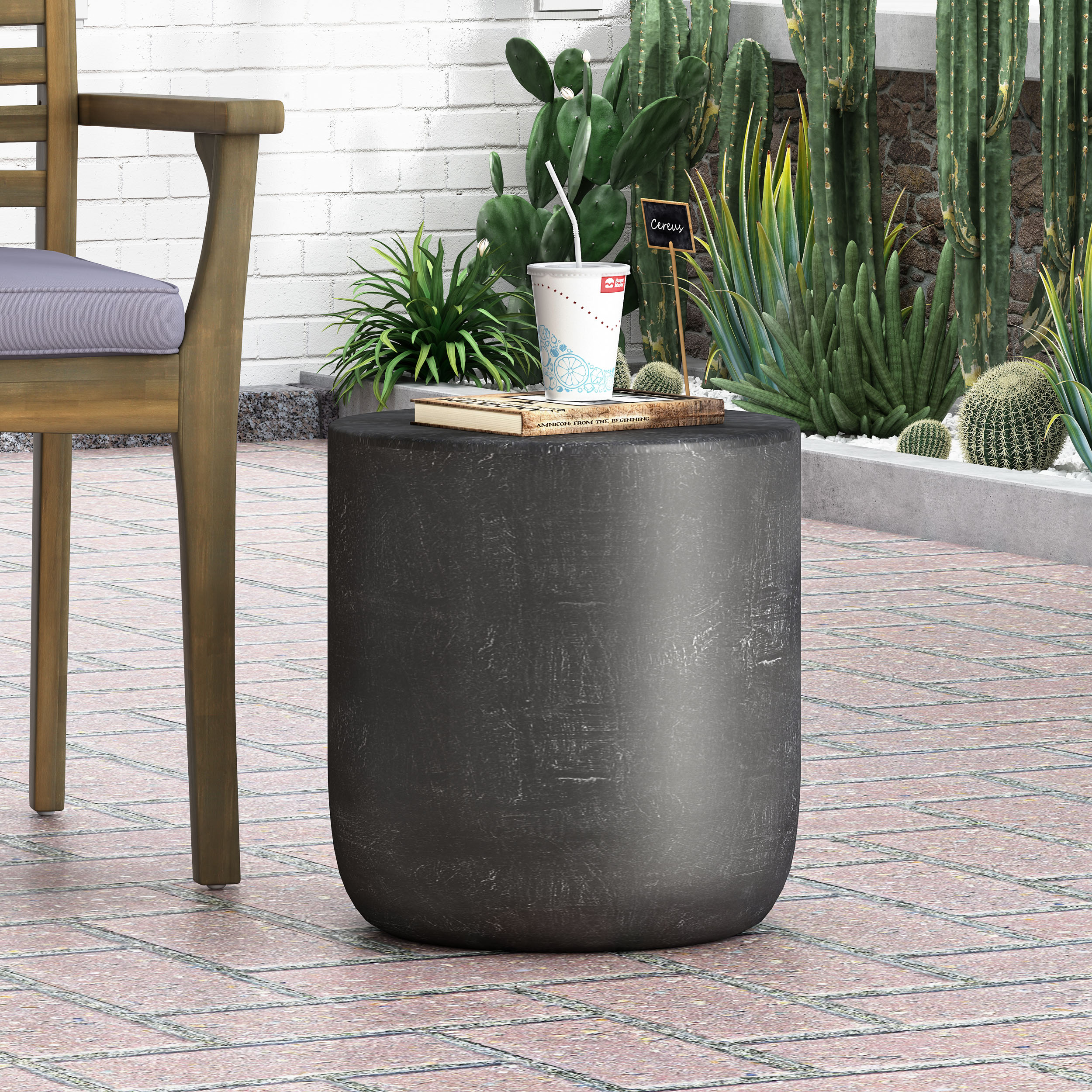 ZAKLOOP XU42767537 Urban Oasis Accents Round Outdoor Coffee 19.5-in W x 19.5-in L