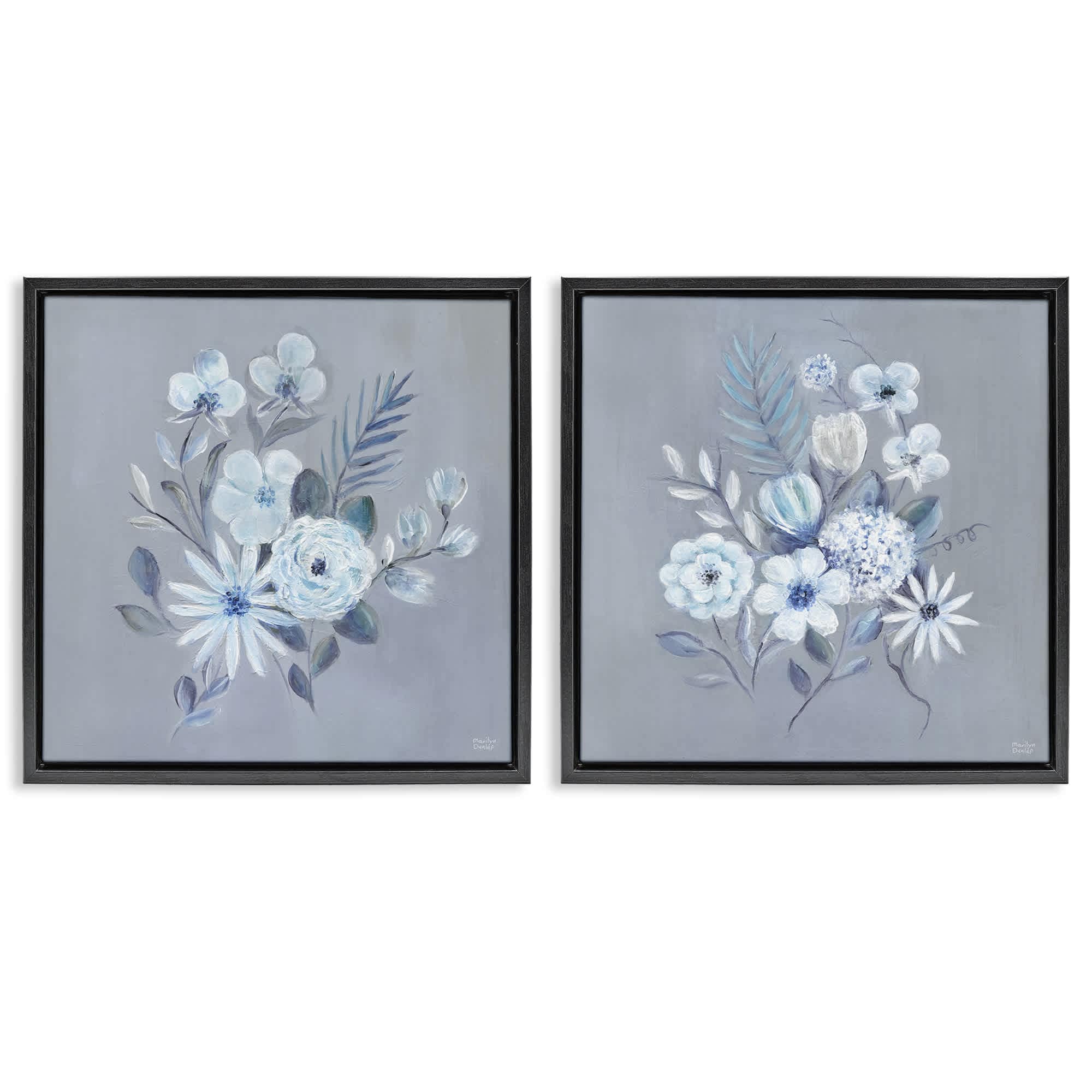 Stupell Industries B2-724-FFB-2PC-17X17 Delicate Flower Bunches 2pc Floating Frame Set design by Marilyn Dunlap