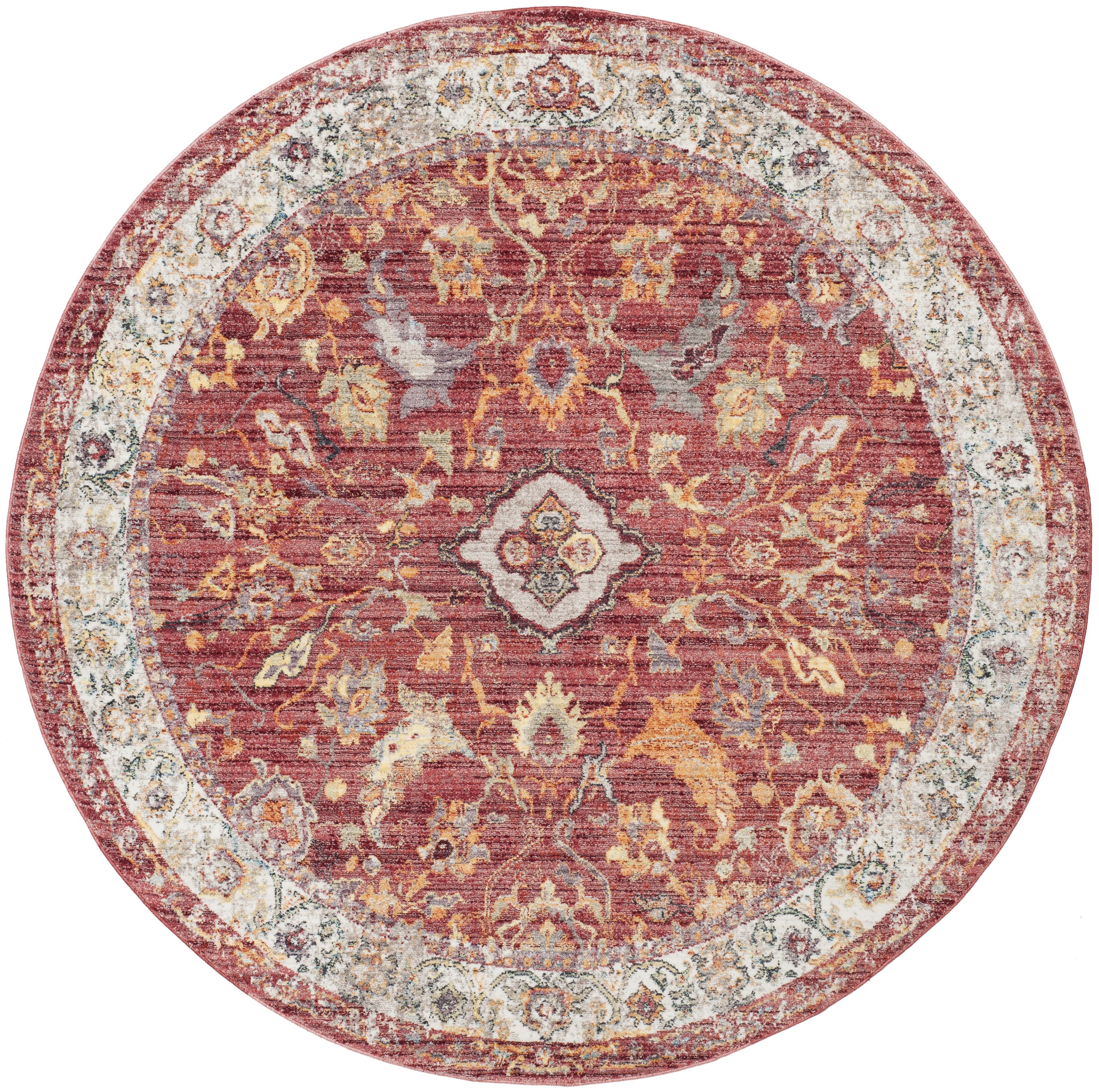 Safavieh BTL361R-7R Bristol Mellila 7 x 7 (ft) Loomed Polyester Rose/Light Gray Round Indoor Abstract Oriental Area rug
