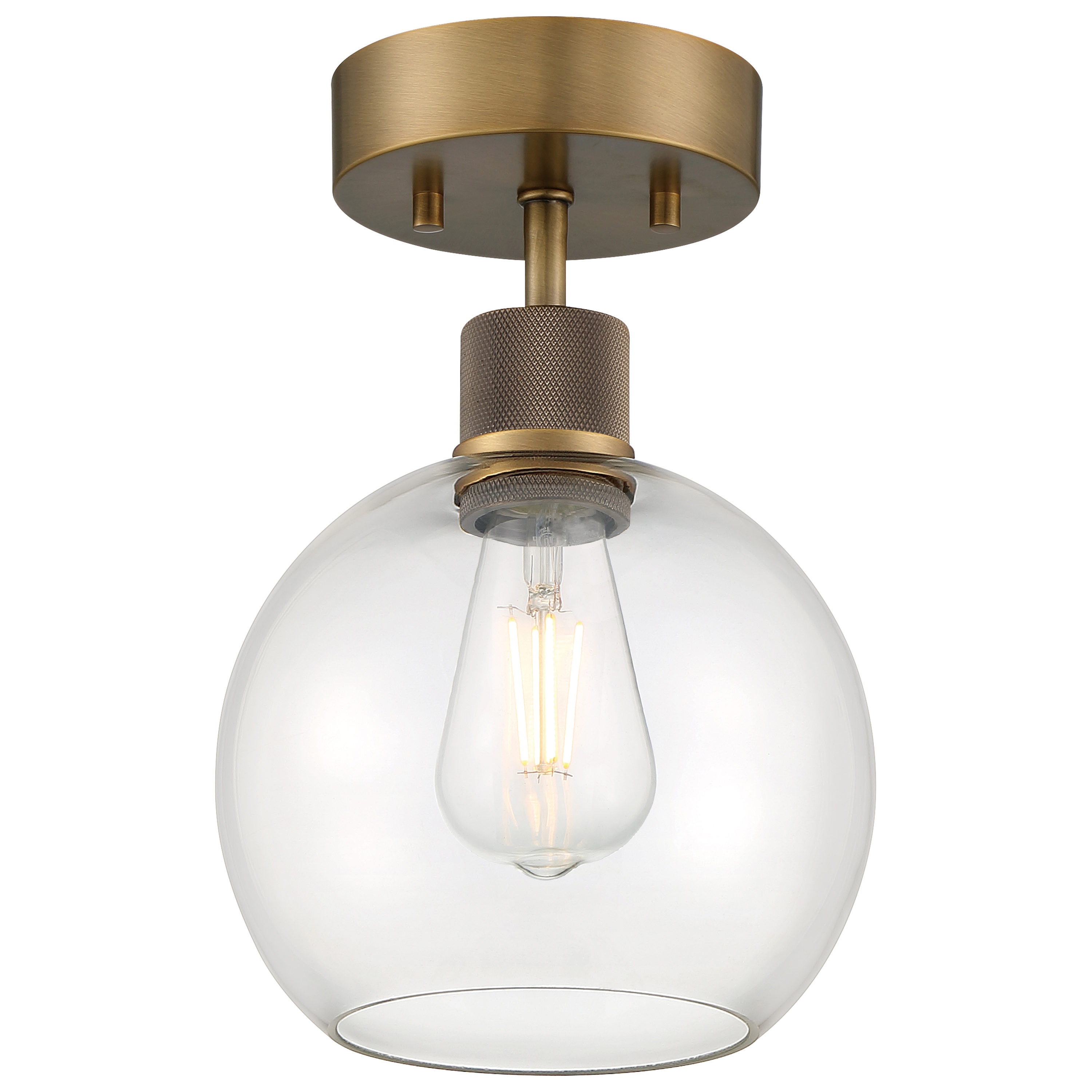 Access Lighting 63148LEDDLP-ABB/CLR Port Nine 1 -Light Antique Brass Indoor/Outdoor Semi Flush Mount Light