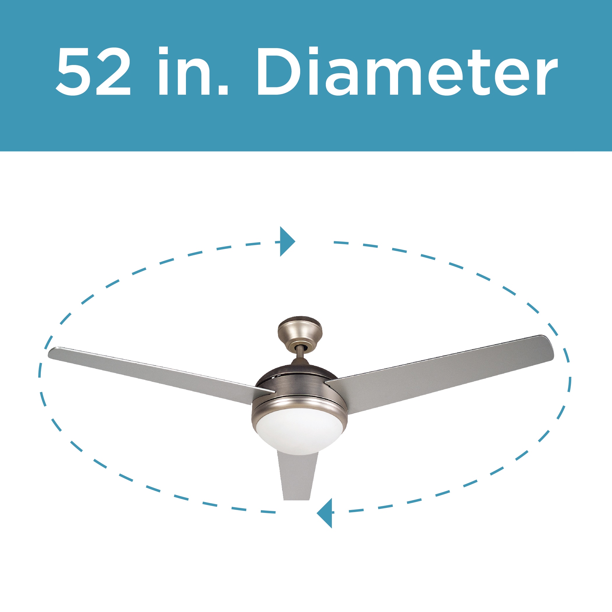 52-Inch Brushed Nickel Ceiling Fan with Light and Remote