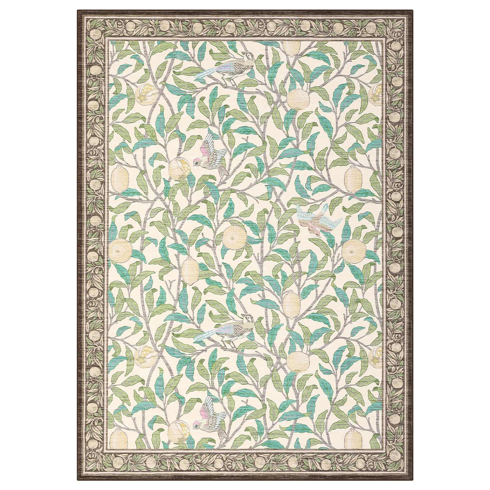 Qeetex SUNNY-PHK-353XXLLW 5 x 7 ft Polyester Beige Rectangular Living Room Bedroom Dining Room Leaf Print Botanical Modern Machine Washable Area Rug