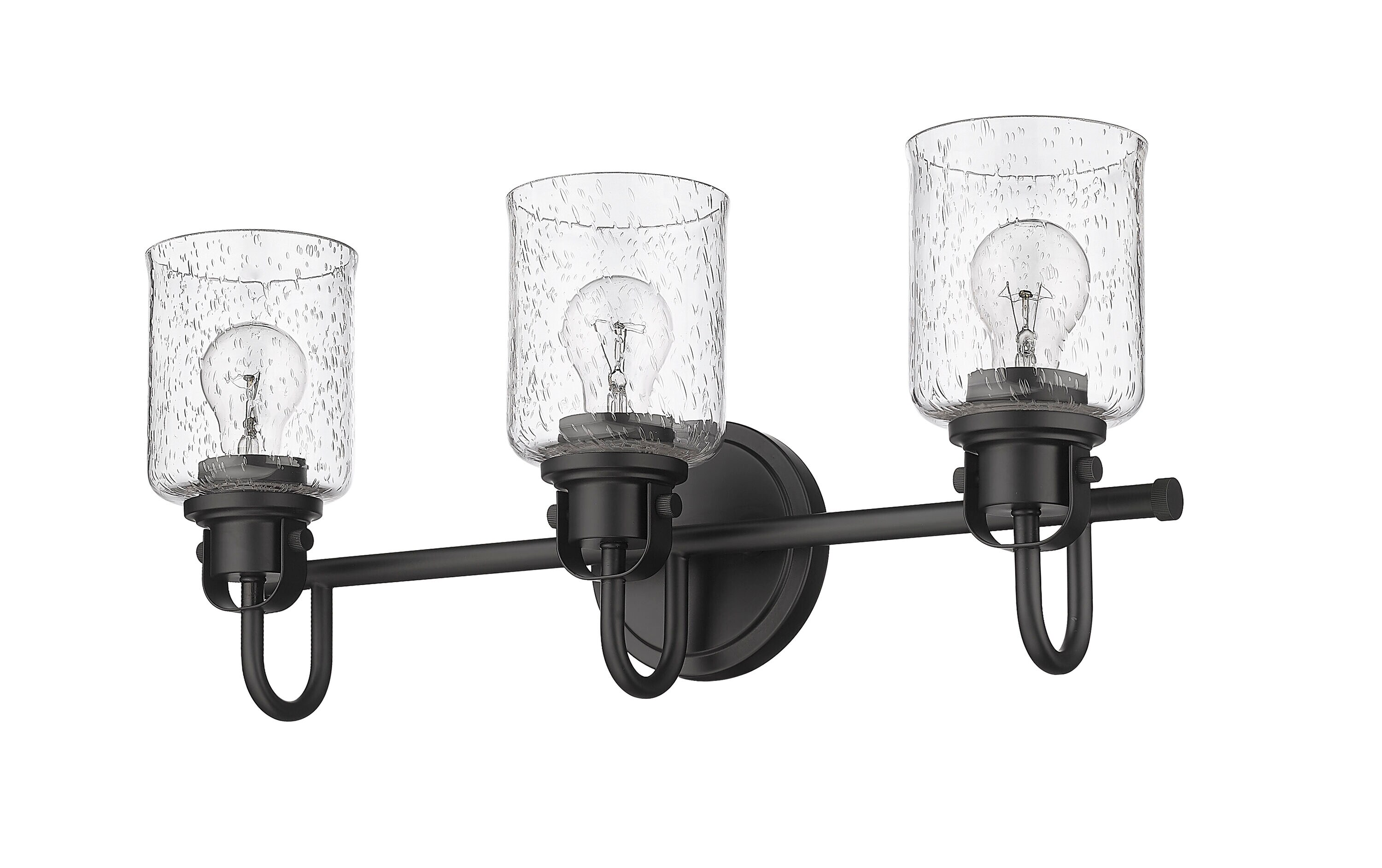 Matte Black Industrial 3-Light Steel Vanity Fixture
