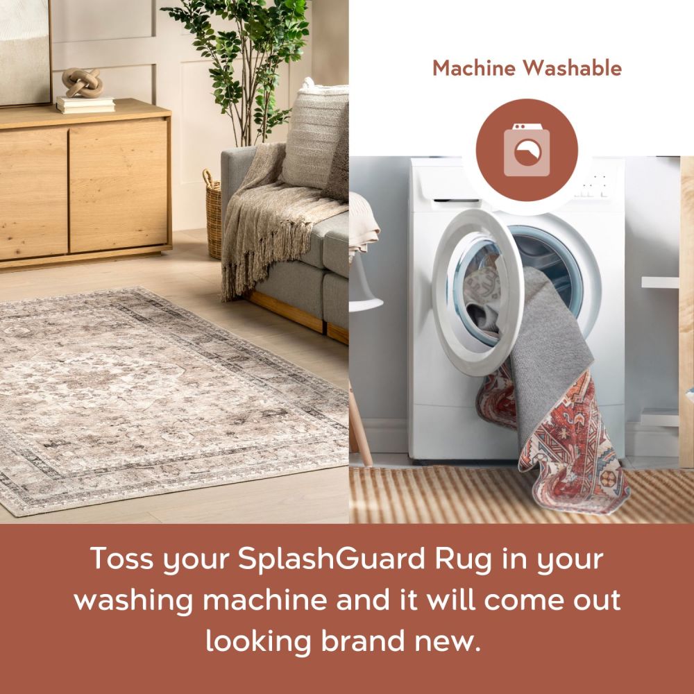 Davi Gray 9' x 12' Washable Synthetic Area Rug