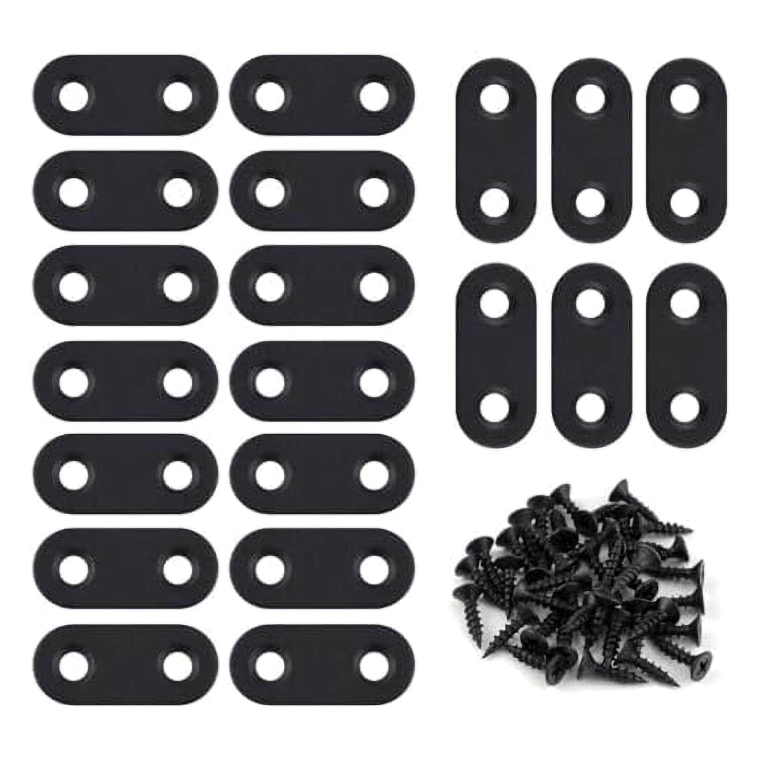 Etokfoks 20 Pack Flat Straight Brace Bracket Stainless Steel Plate for Wood Furniture Metal Mending Joining Plates with Screws Black #EFT1003B54