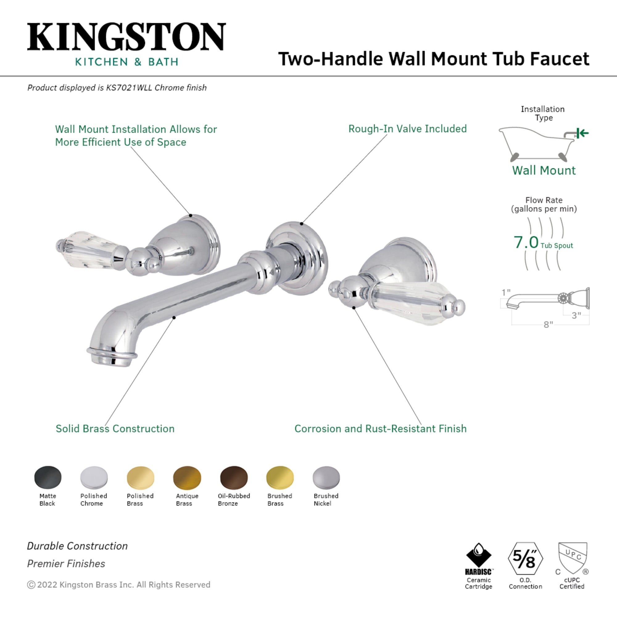 Kingston Brass WLKS7025WLL Roman-Tub-Faucets - View #2