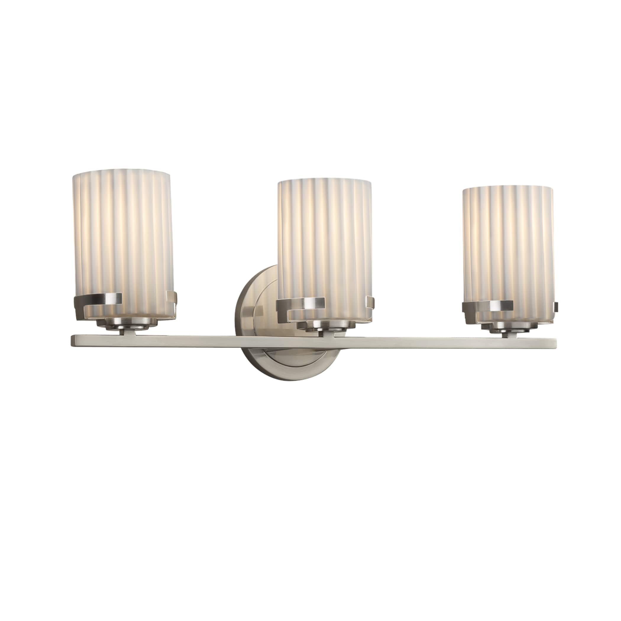 Justice Design Group POR-8453-10-PLET-NC Limoges 22.75-in 3-Light Brushed Nickel Transitional Vanity Light