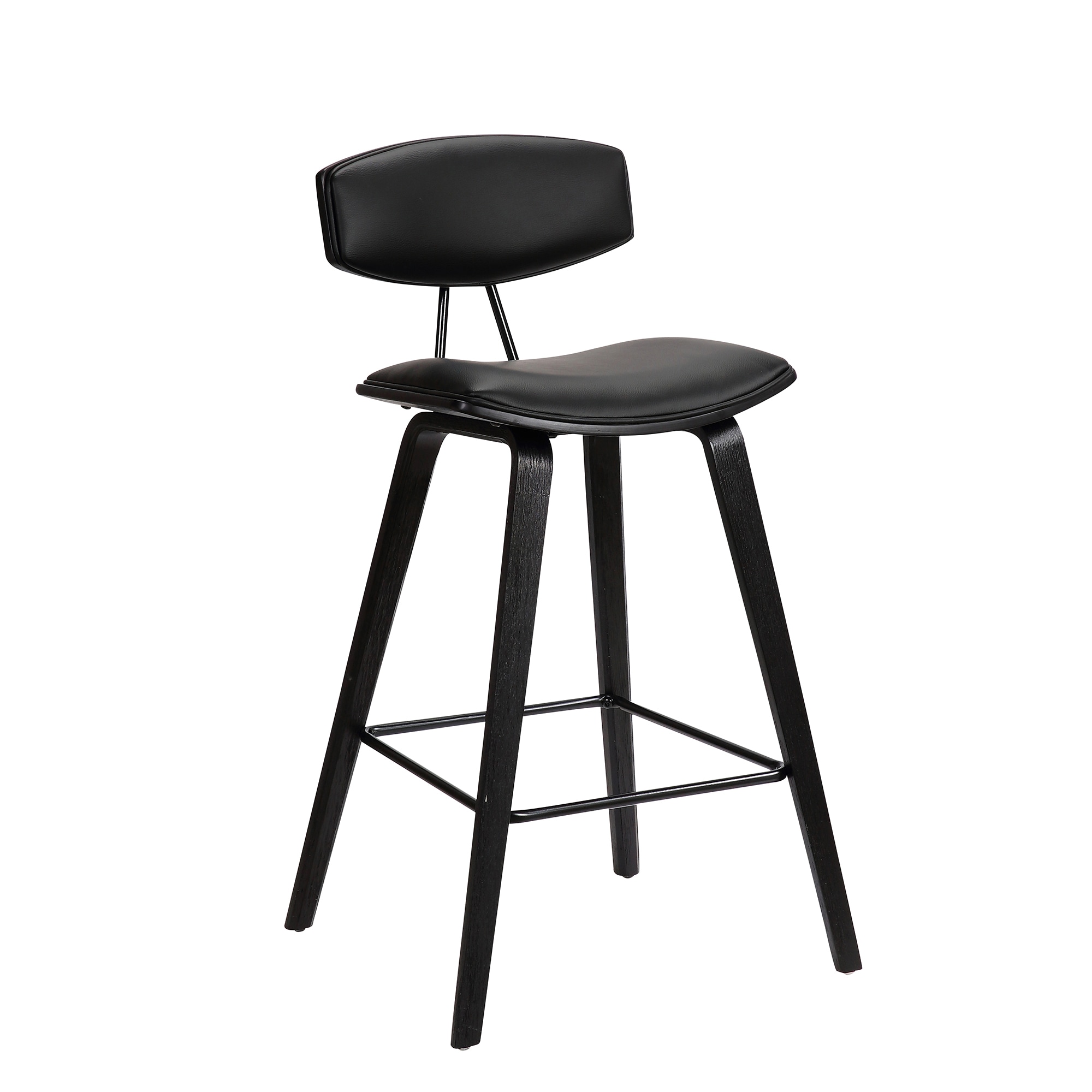 Armen Living LCFOBABLBL30 Fox Black 28.5-in H Bar height Square seat Upholstered Wood Bar Stool and Back