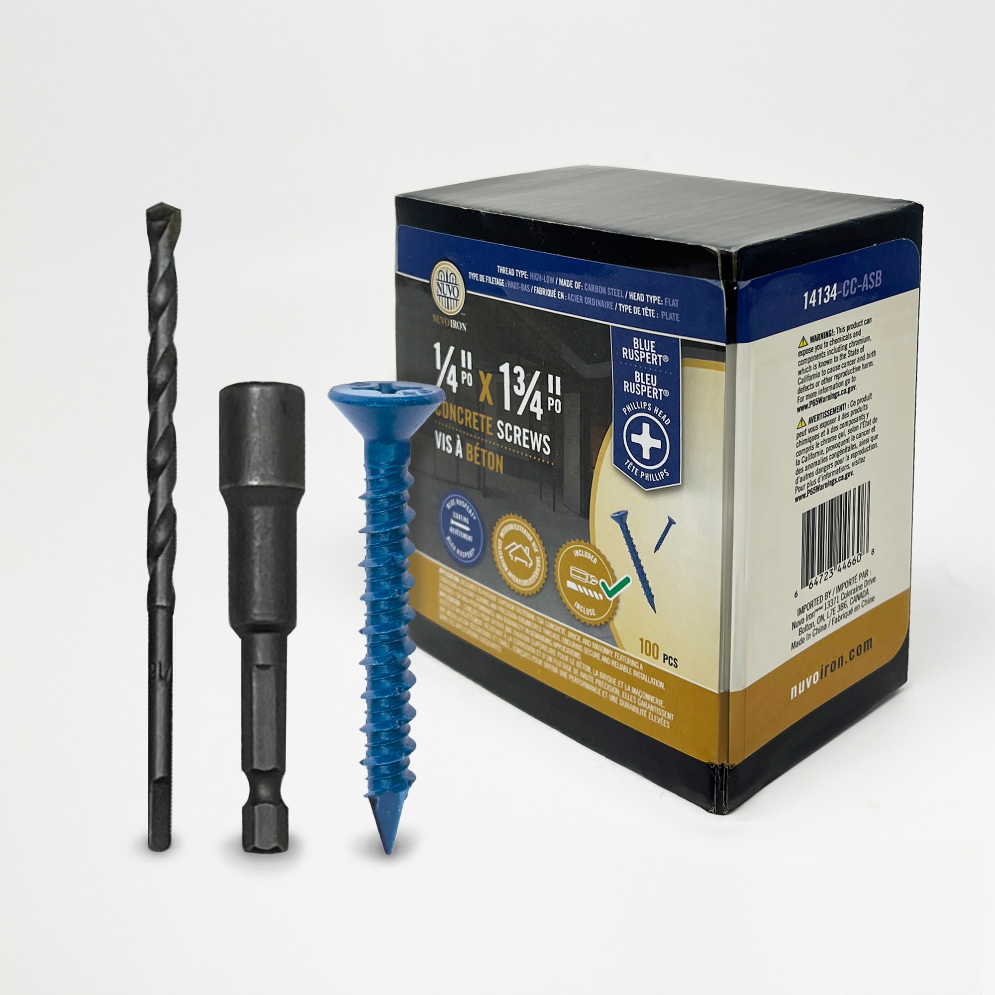 Nuvo Iron 14134-CC-ASB 1/4-in x 2-1/4-in Concrete Screws Anchors with Screws Included 100 -Pack