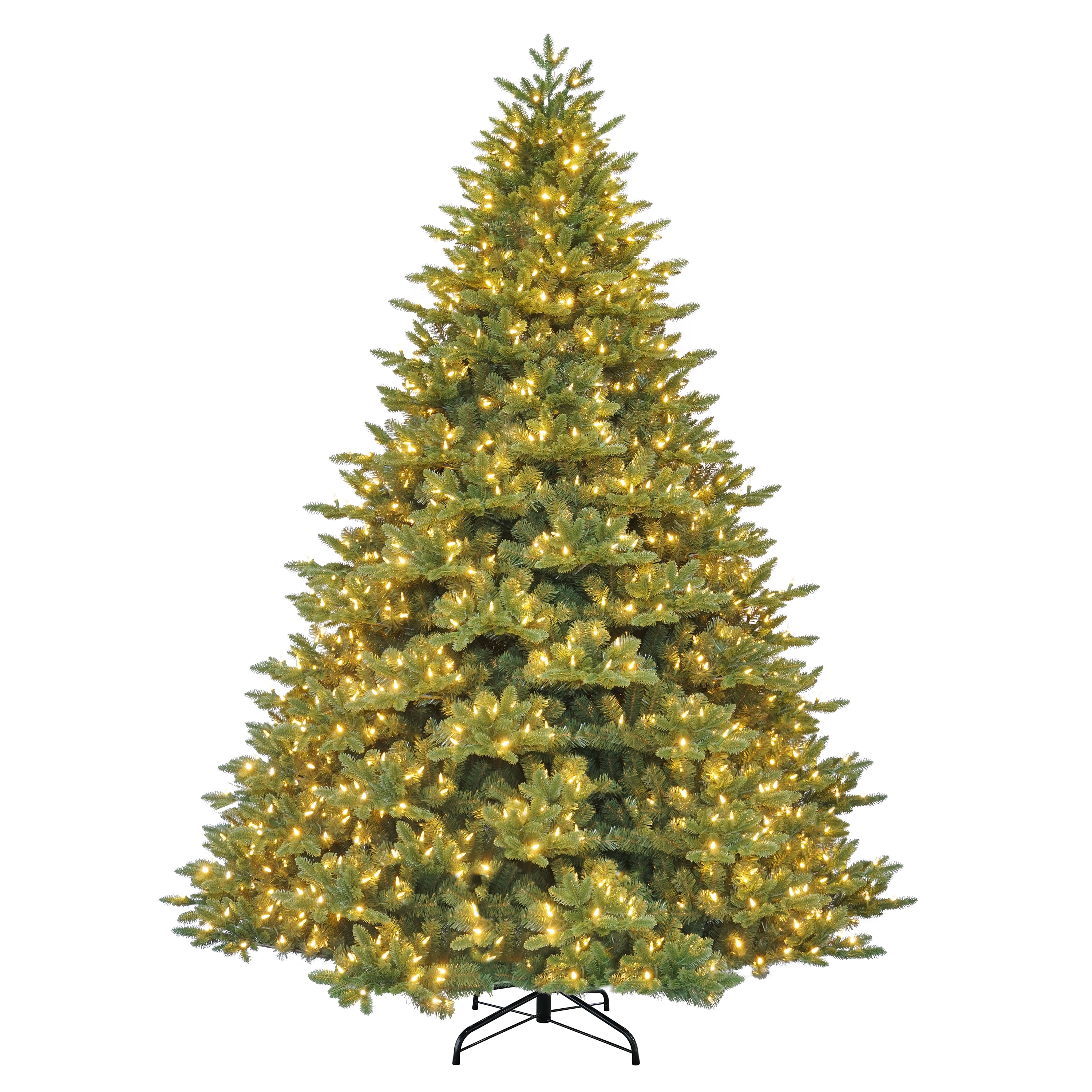 Puleo International Noble Fir 9.5-ft Fir Pre-lit Artificial Christmas Tree Multicolor/White LED Lights