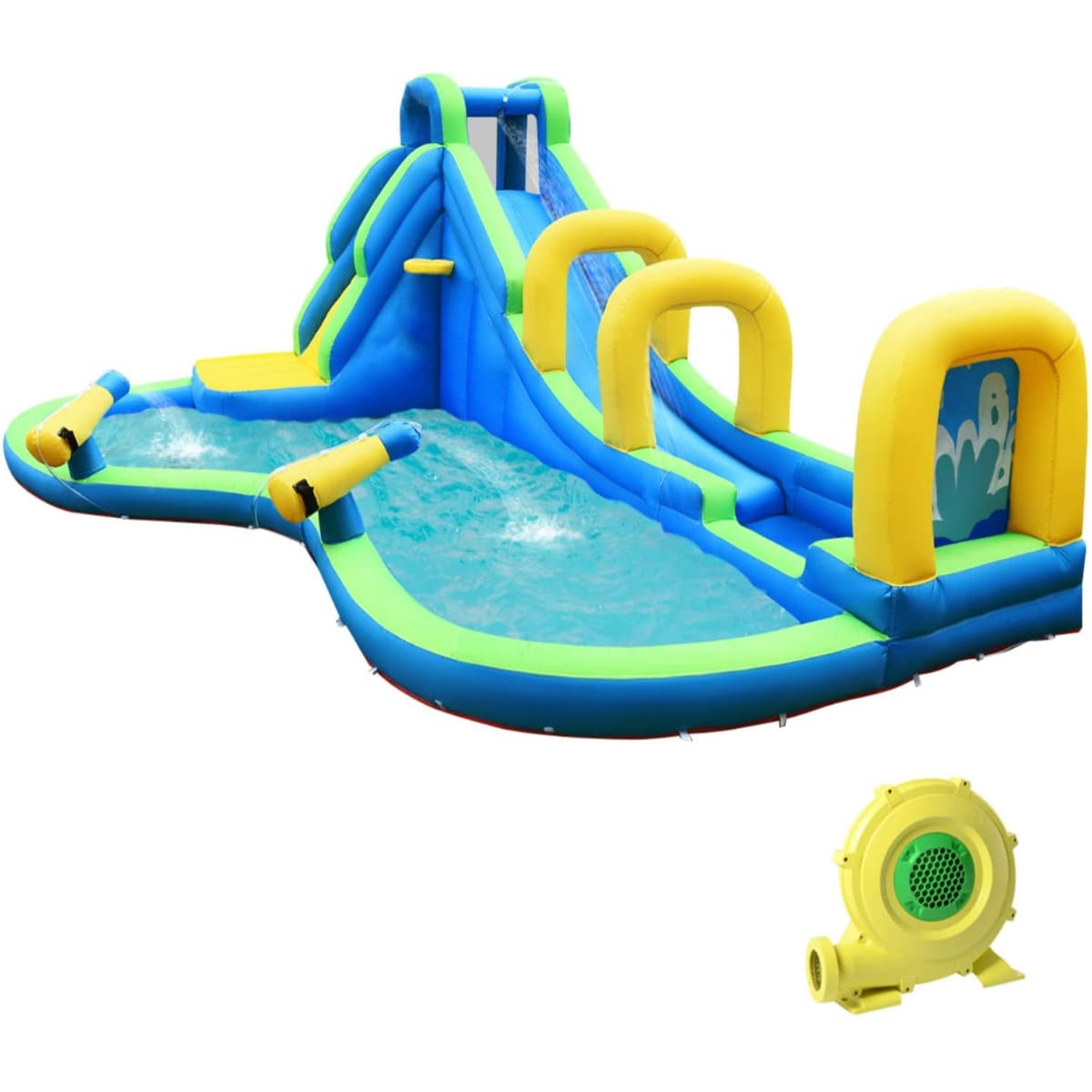 Slickblue D-CO-35907PO 188 Depth – Oxford Cloth – Inflatable Kids Water Park with Slide – Backyard
