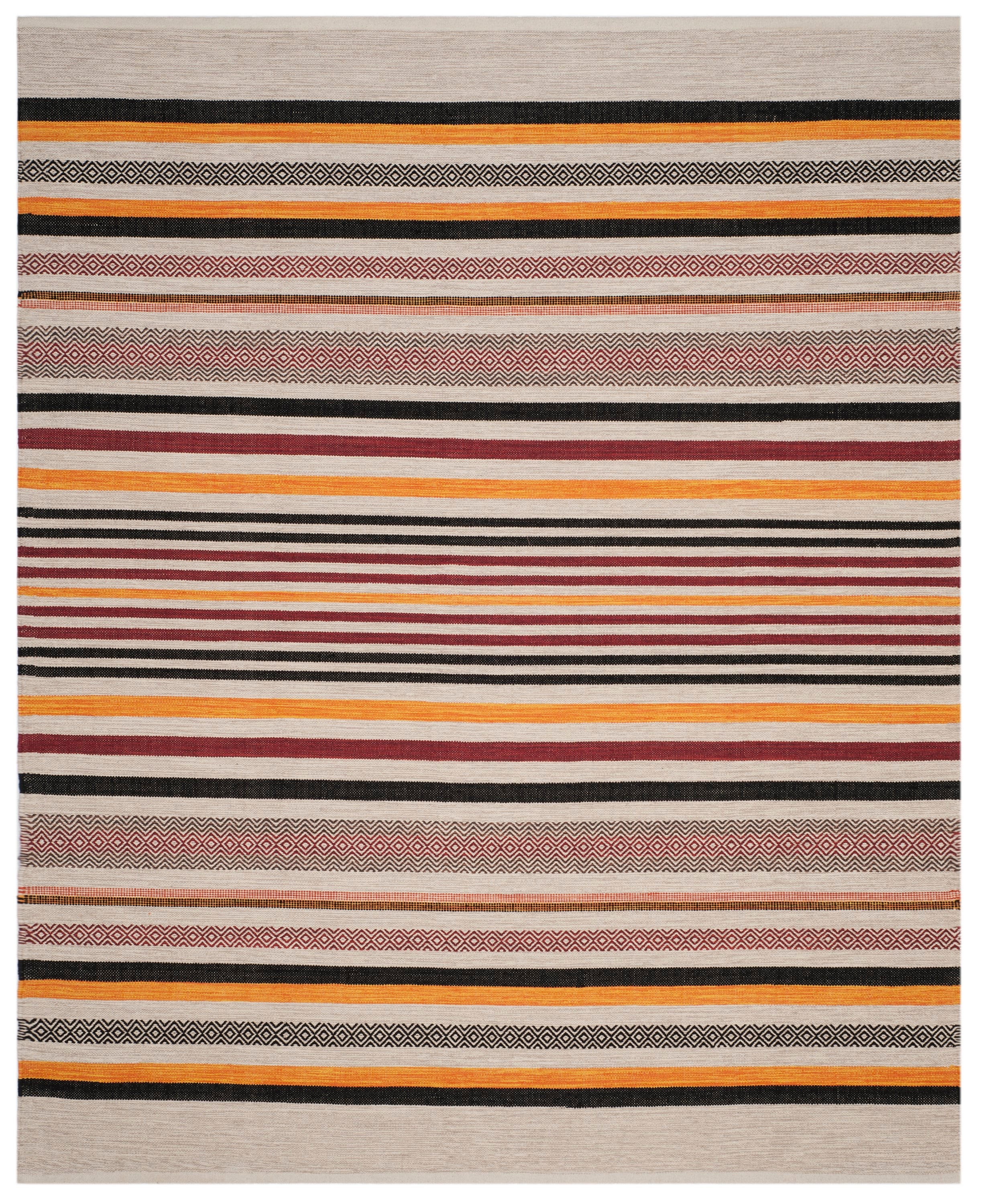 Coastal Charm Red Stripe Handwoven Cotton-Wool 8' x 10' Rug