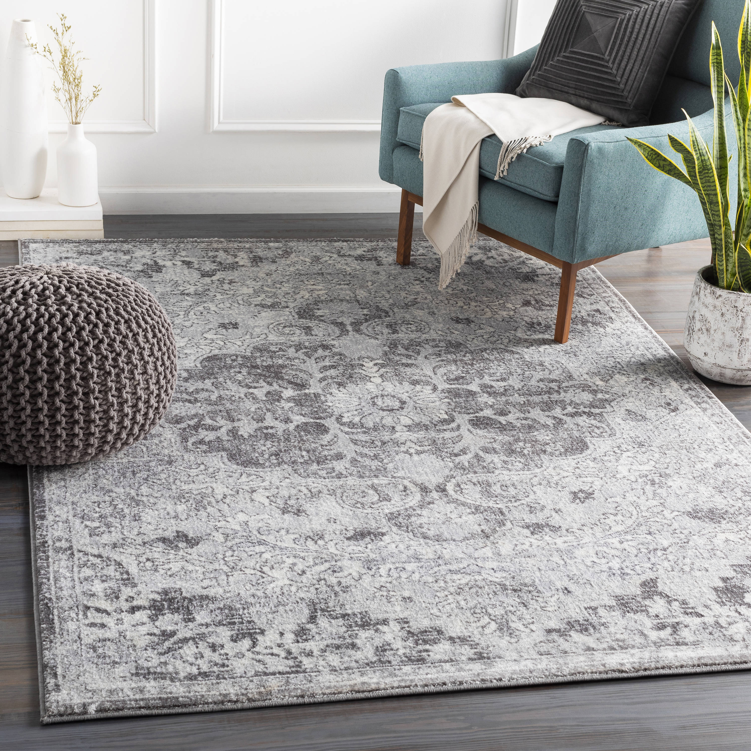Surya WNL2308-710103 Wanderlust 8 X 10 (ft) Silver Indoor Medallion Oriental Area Rug