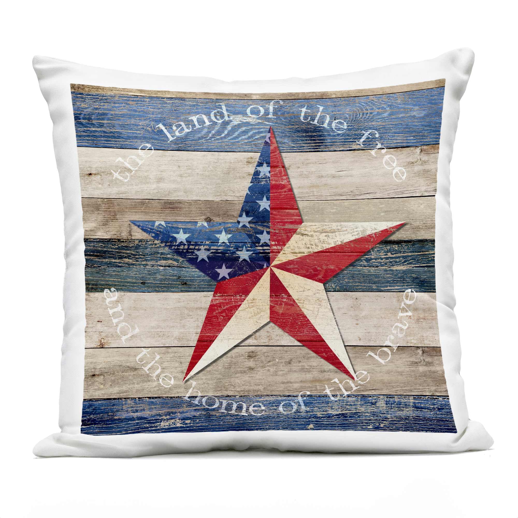 Stupell Industries  Patriotic Star and Phrase Outdoor Printed Pillow Design by Susan Arnot