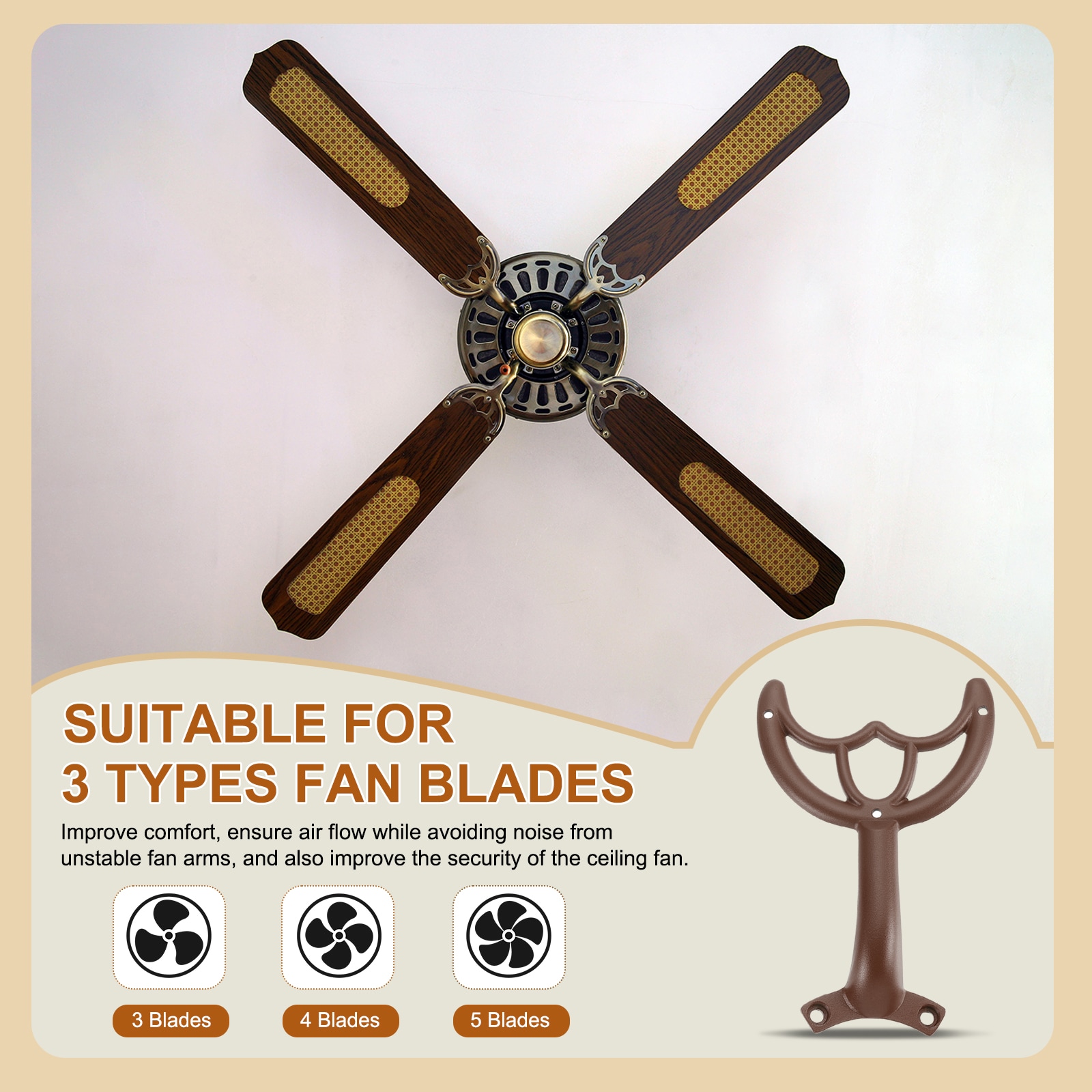 PATIKIL Ceiling Fan Blades Arms Replacement 3pcs 52 Inch Parts Mounting - View #10