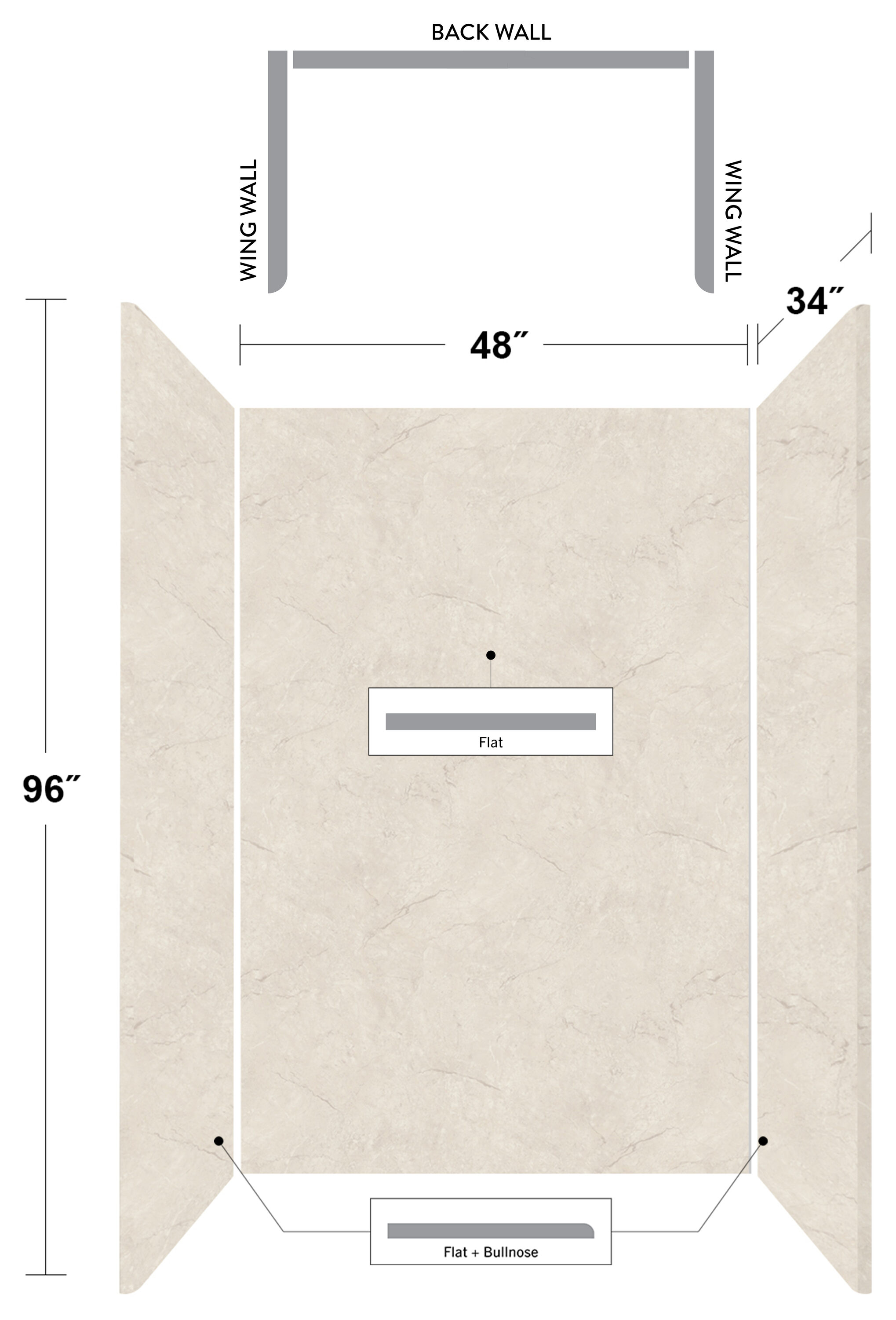 Wetwall WWK130795248X34X96 Shower-Wall-Surrounds - View #2