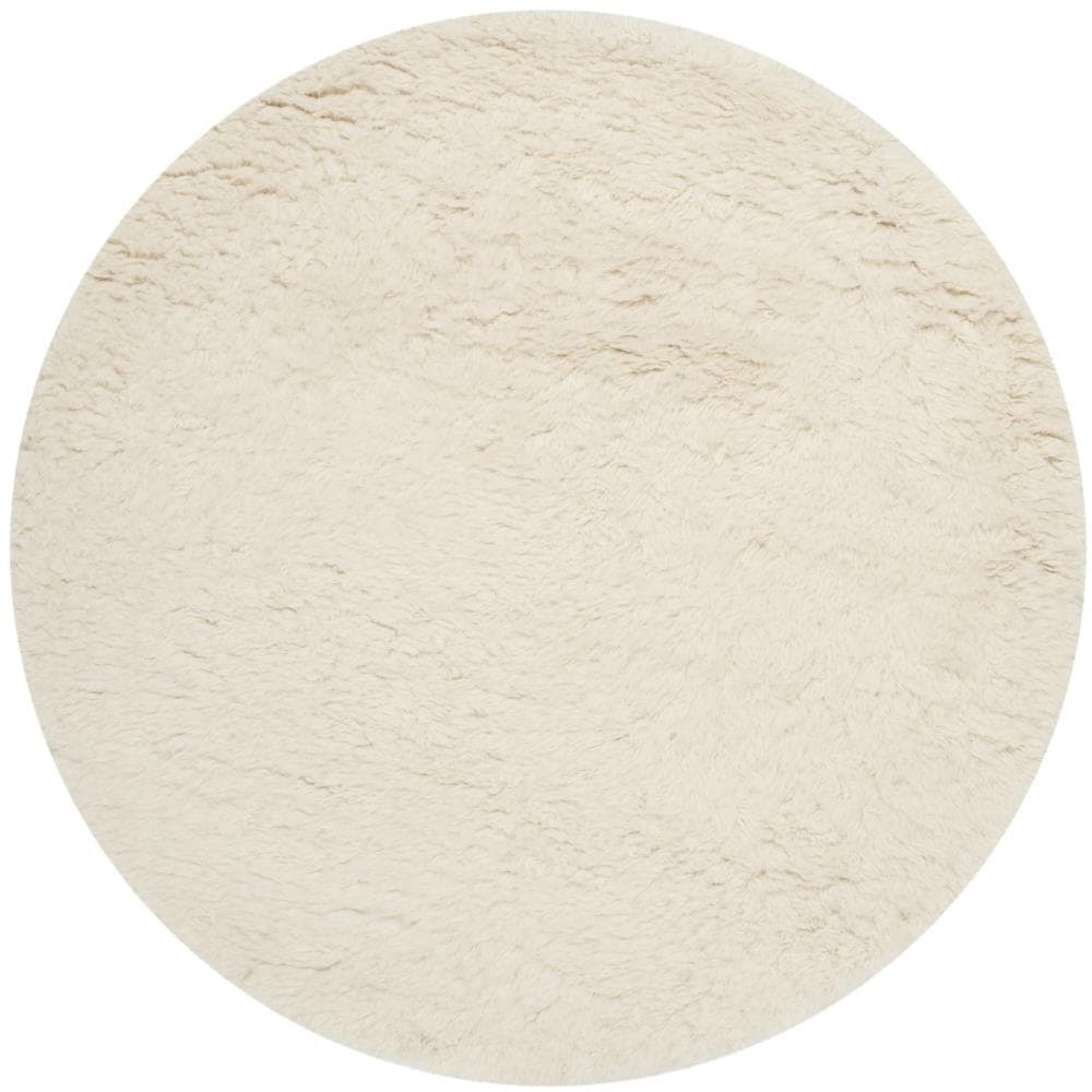 Safavieh FLK150A-6R Flokati Mykonos Shag 6 x 6 (ft) Tufted Wool Ivory Round Indoor Solid Area rug