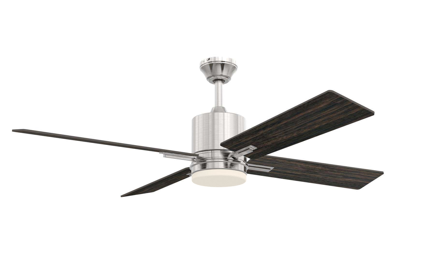 Craftmade TEA52BNK4 Teana 52-in Integrated LED Downrod or Flush Mount Brushed Nickel with Brushed Nickel Blades Ceiling Fan With Light - Remote Included ( 4 -Blade )