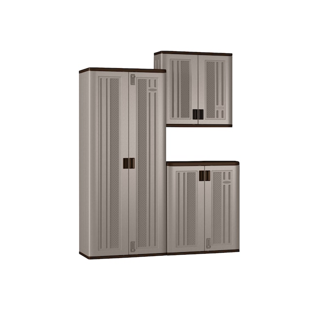 Suncast Plastic Freestanding Garage Cabinet In Gray 30 W X 72 H 20 25 D The Cabinets Department At Lowes Com
