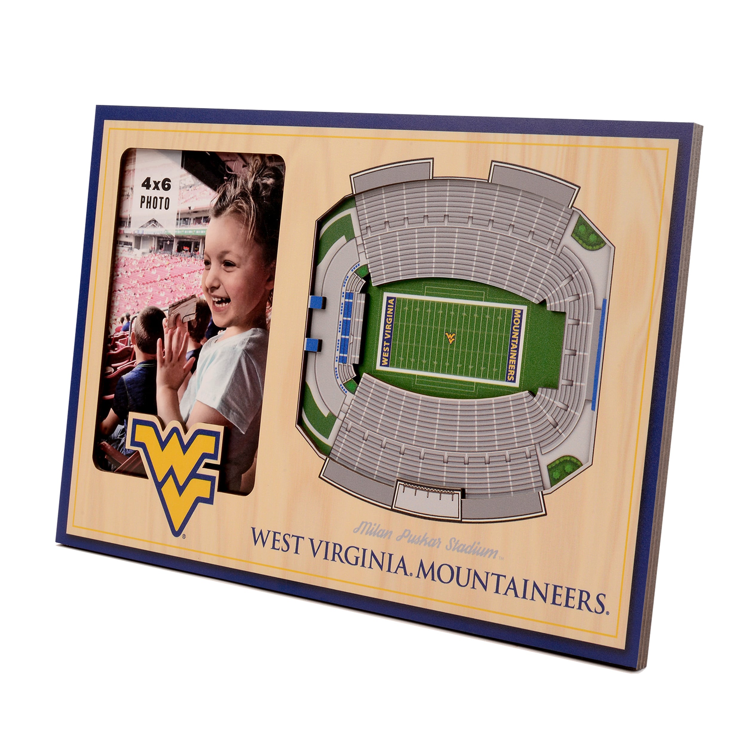 StadiumViews 9026341 West Virginia Mountaineers Team Colors Wood Picture Frame (8-in x 12-in)
