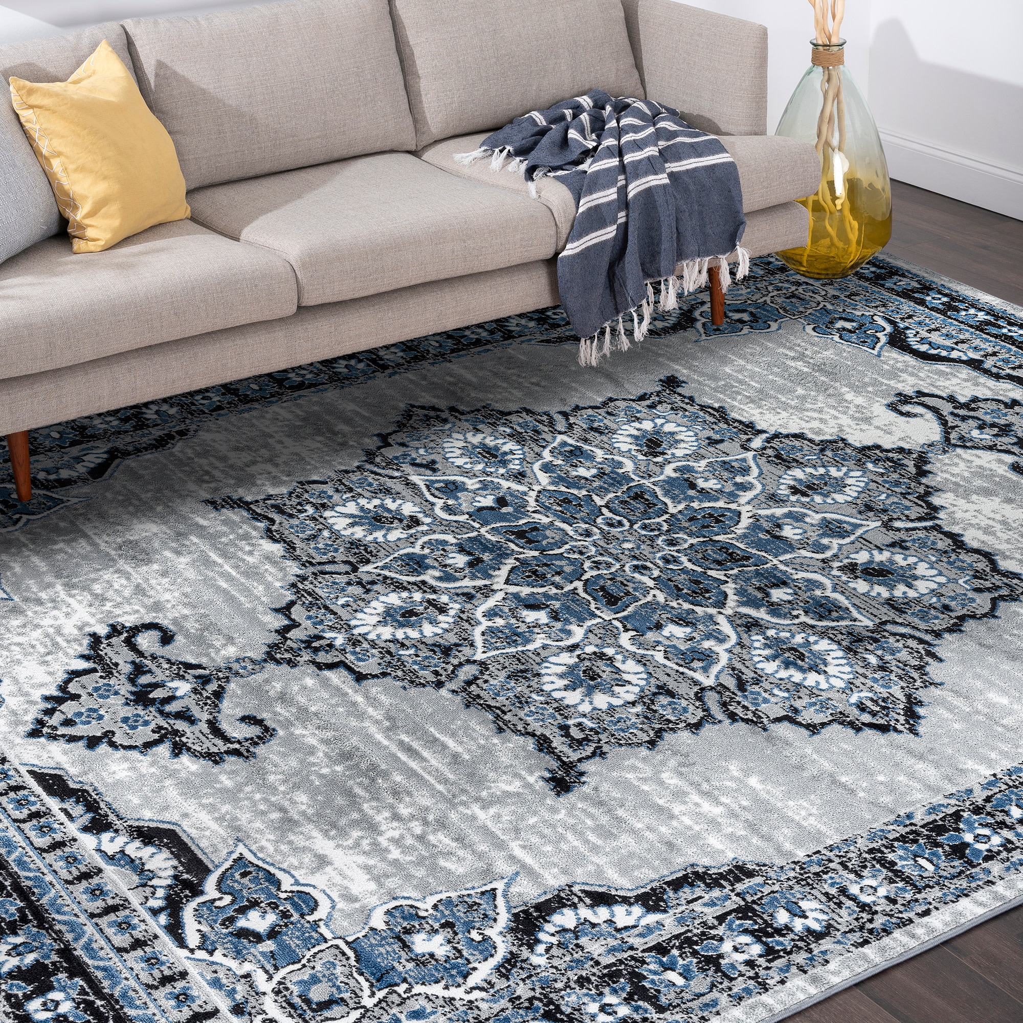 Tayse WYT1409 5X8 Wyatt 5 x 8 (ft) Loomed Polypropylene Gray Rectangular Indoor Area rug
