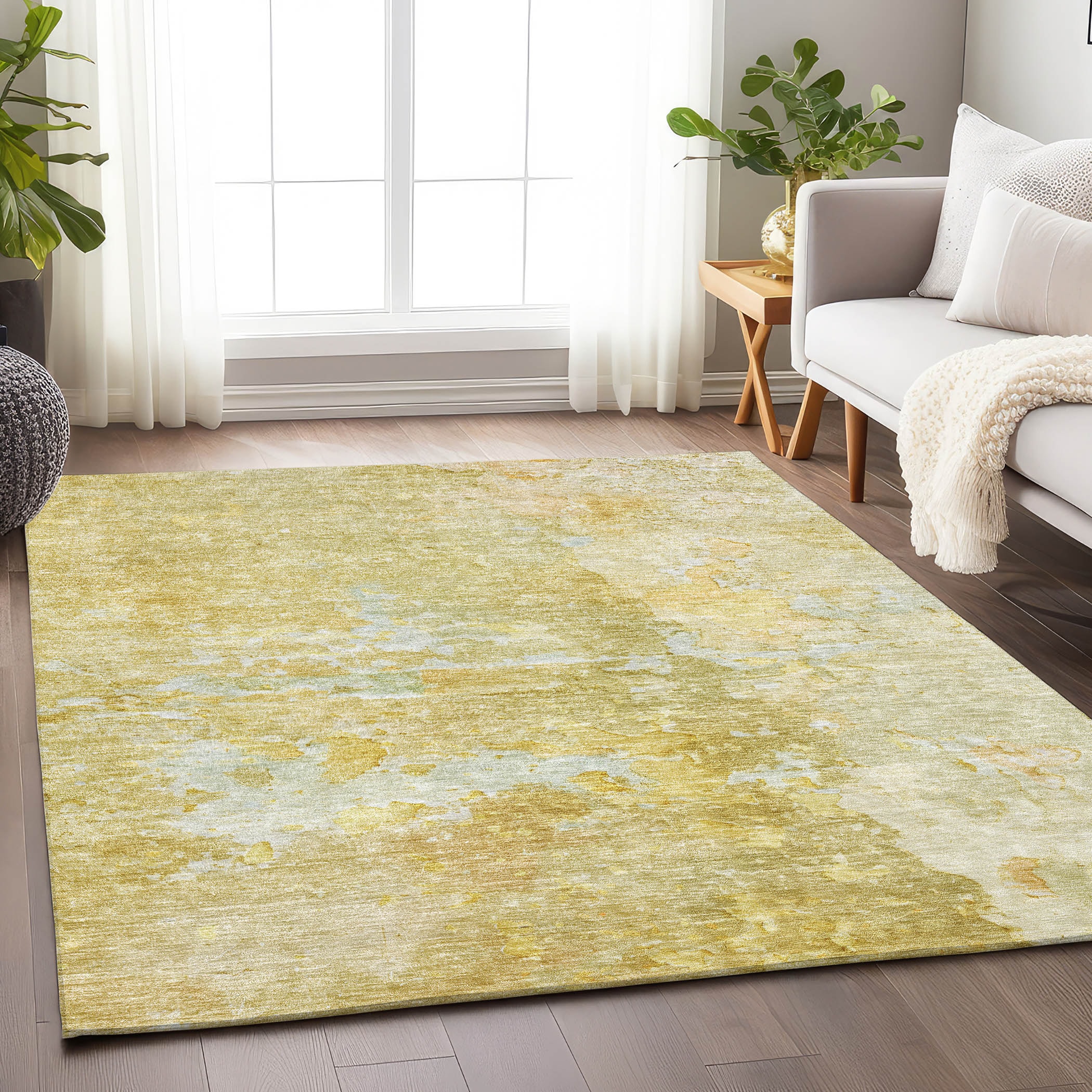 Addison Rugs ACN1234GO10X14 Chantille ACN1234GO 10 x 14 (ft) Polyester Gold Rectangular Indoor/Outdoor Geometric Machine washable Area rug