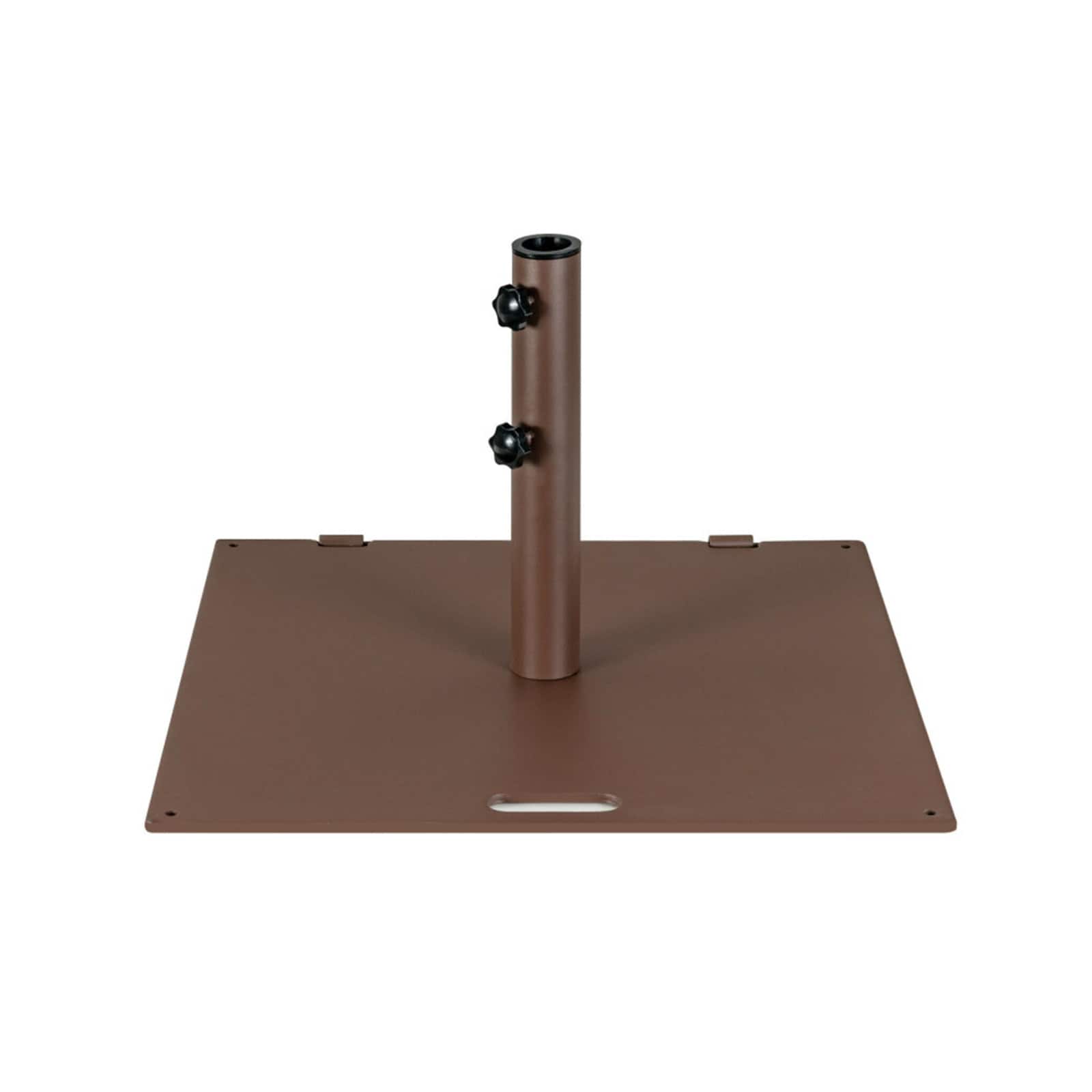 Slickblue D-CO-13501PN 50 LBS Brown Steel Patio Umbrella Base 24 Inch Square with Wheels and Handle Fits 1.6 Inch and 1.9 Inch Poles for Patio Backyard Terrace Cafe