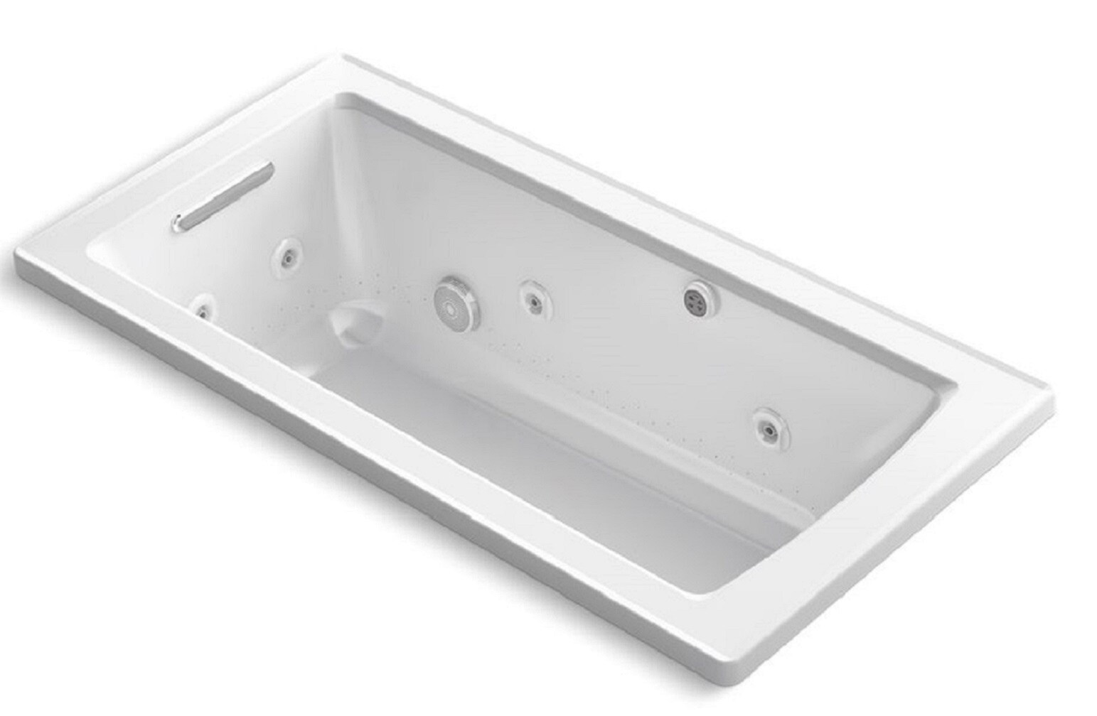 KOHLER K-1947-XHGH-0 30-in x 60-in White Acrylic Rectangular Drop-in Whirlpool and air bath combination tub ( Reversible Drain )