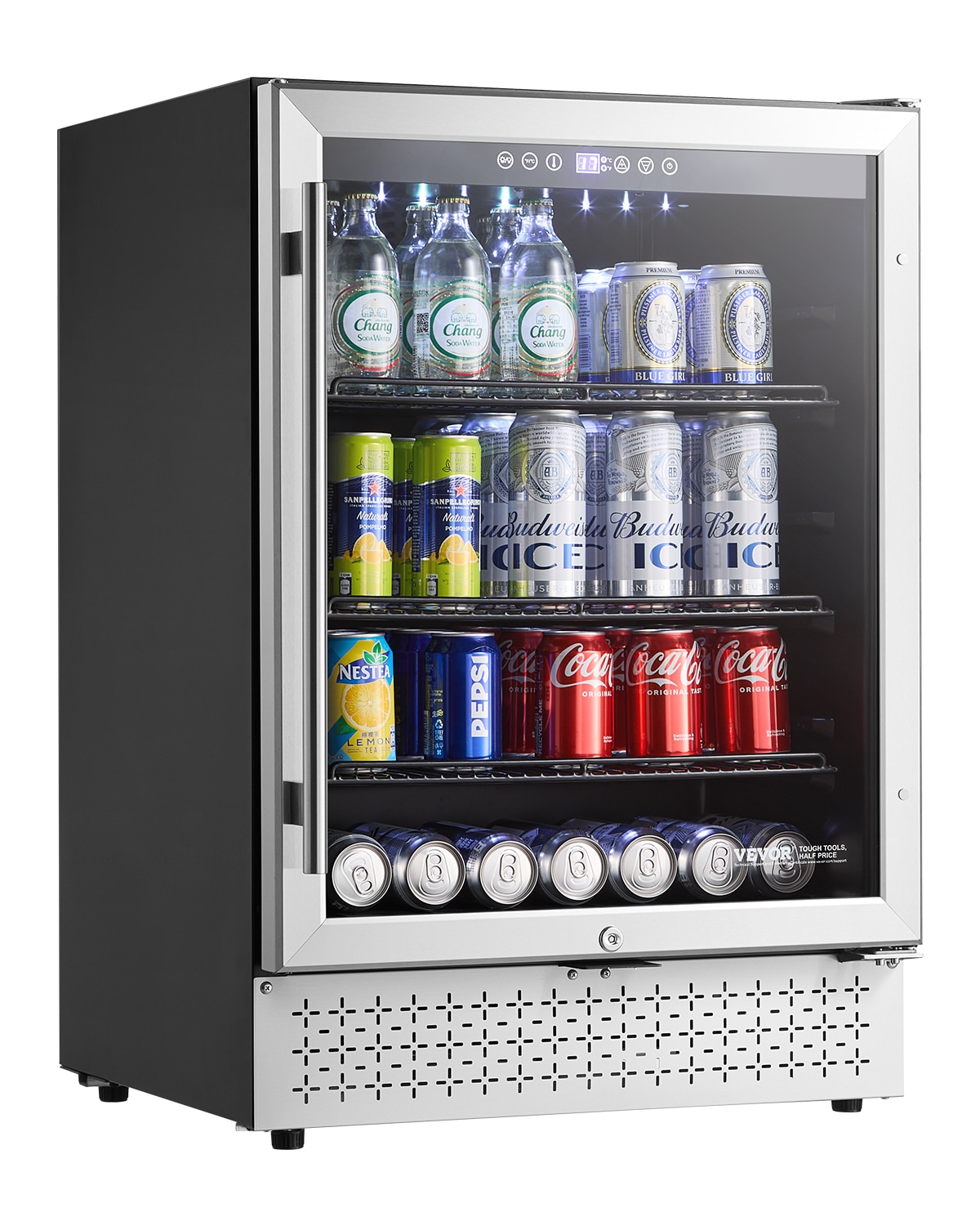 VEVOR SYHJPJLYJ7820V96JV1 23.46-in W 154 -Bottles Stainless Steel Dual Zone Cooling Built-in/Freestanding Indoor or outdoor Wine Cooler