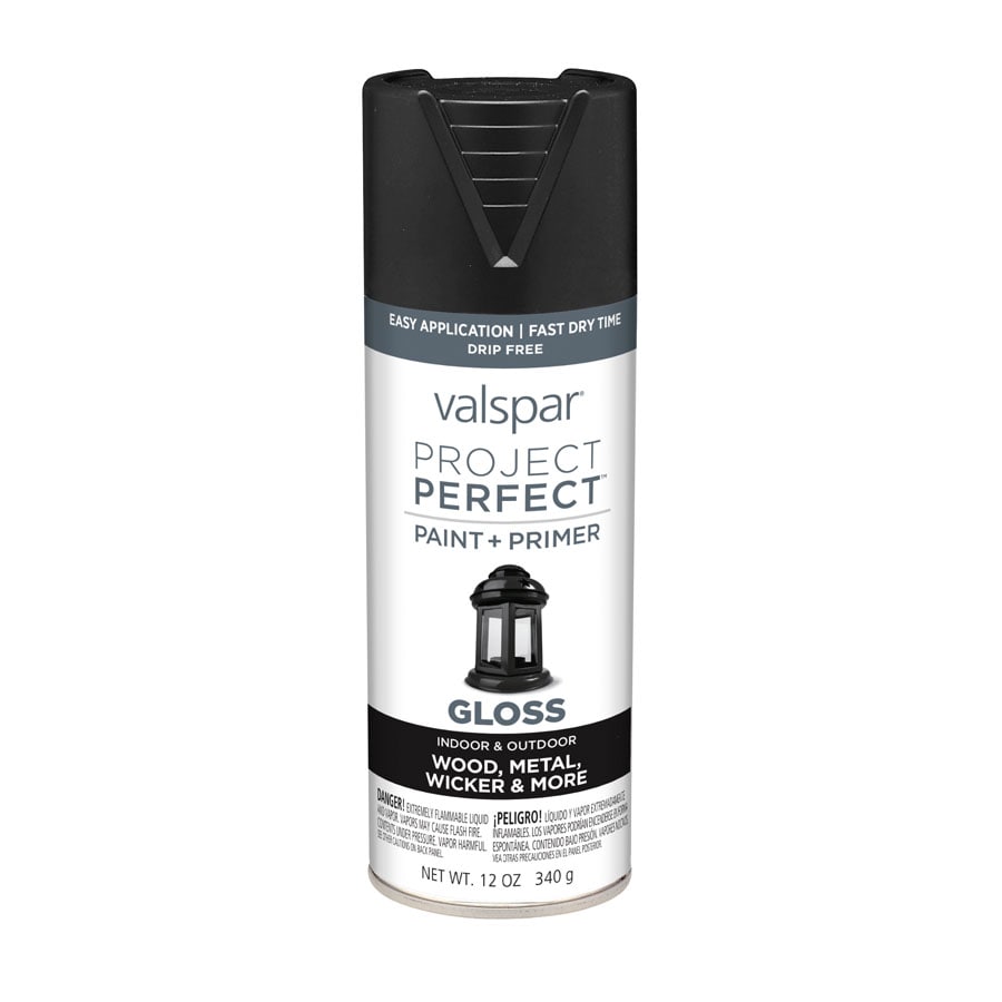 Valspar 6-Pack Gloss Black Spray Paint and Primer In One (NET WT. 12-oz) at