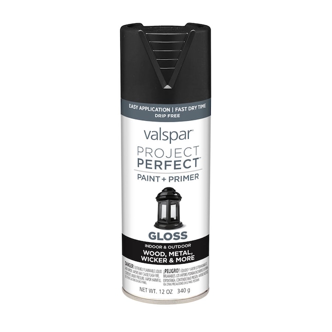 Valspar 6-Pack Gloss Black Spray Paint and Primer In One (NET WT. 12-oz) at