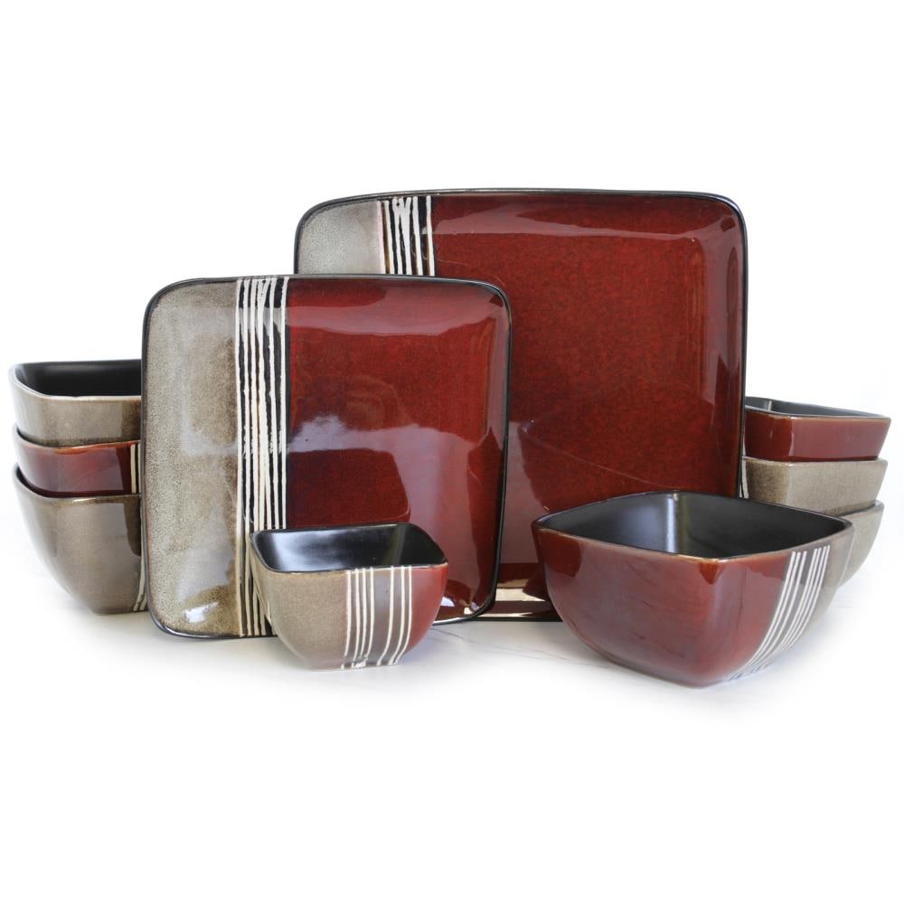 Elama 84997912M Red Stoneware Dinnerware