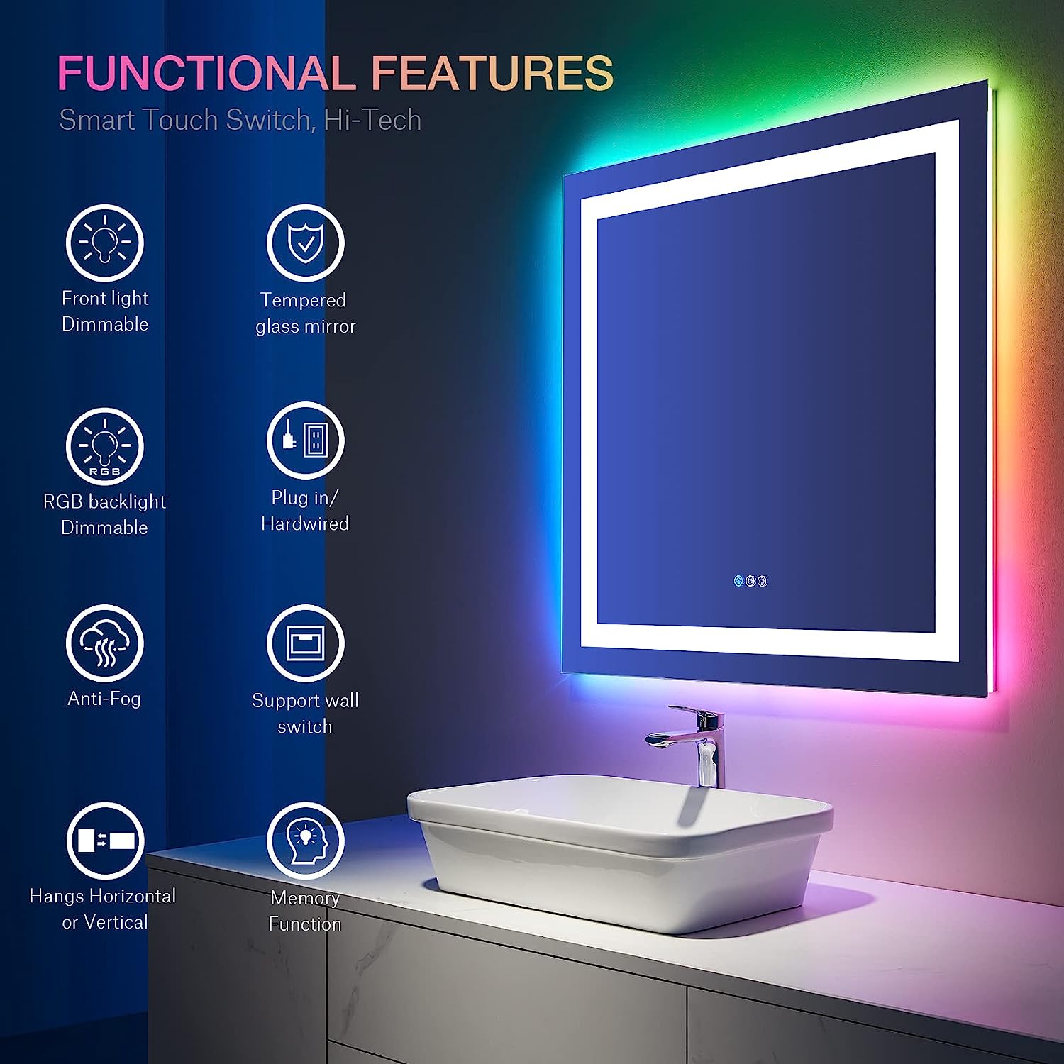 LOAAO L001AC9090RGB Framed-Bath-Mirrors - View #7