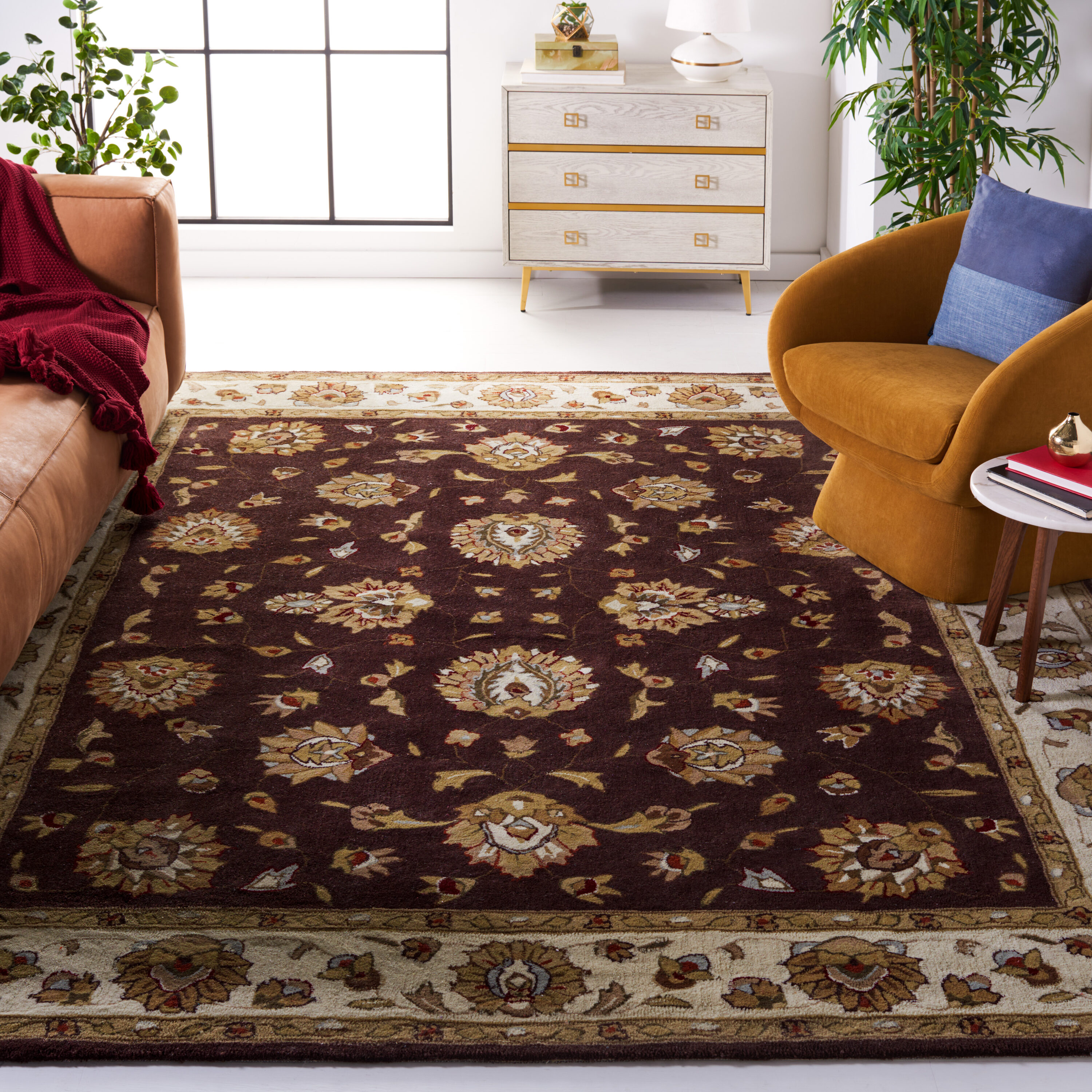 Tlp 416D Brown Ivory 9ft x 12ft Traditional Rug