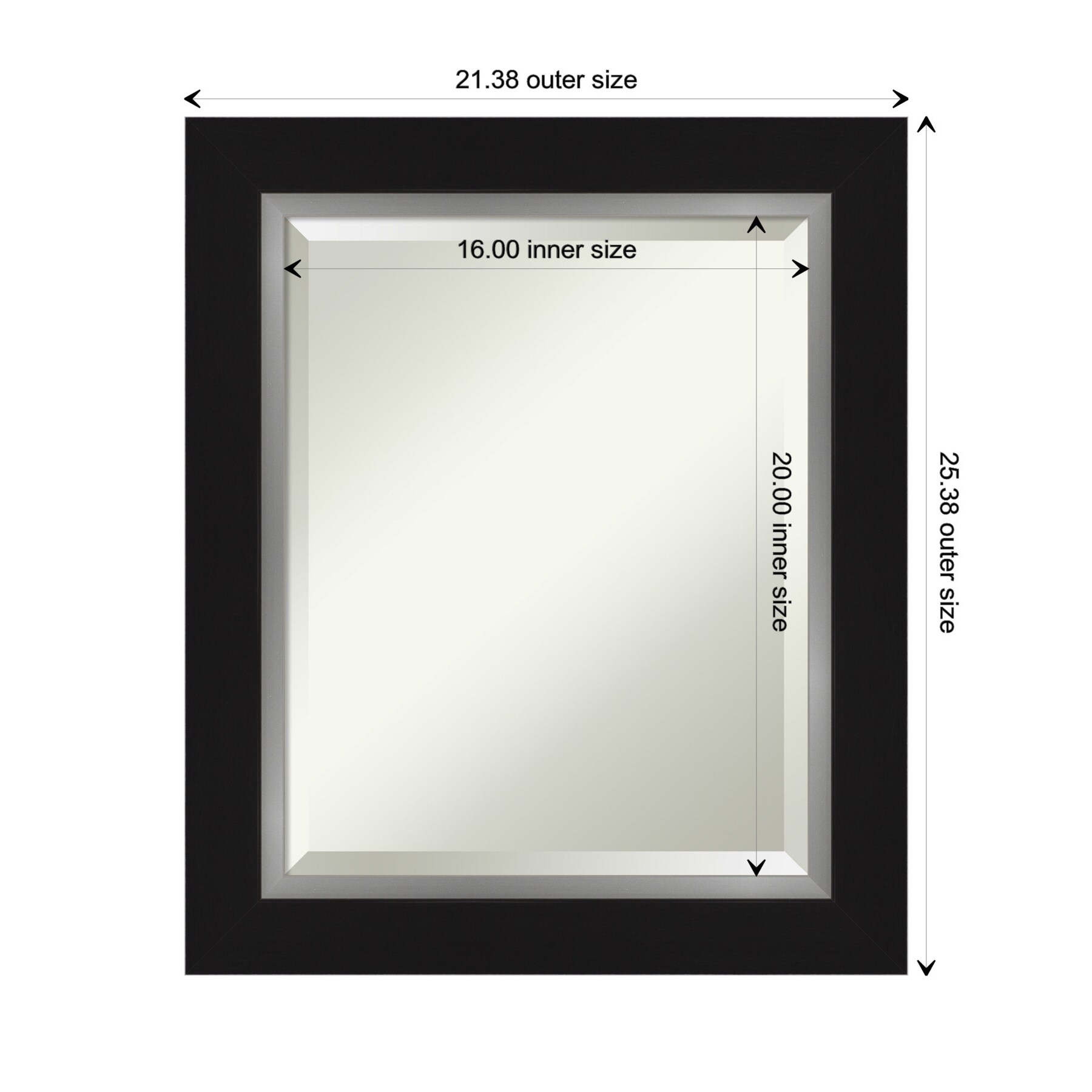 Eva Black Silver Rectangular Wall Mirror with Polystyrene Frame