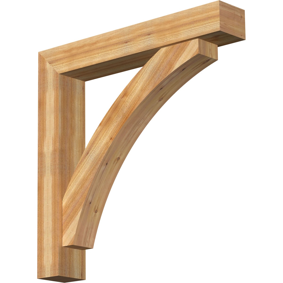 Ekena Millwork 1463904 Thorton Block Rough Sawn Bracket with Offset Brace 8-in x 48-in x 48-in Western red cedar Brown Wood Standard bracket