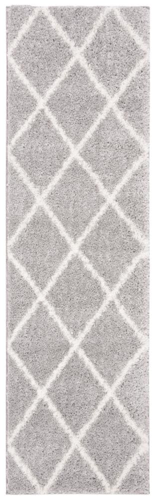 Safavieh PMA515G-29 Parma Mirosava Shag 2 x 9 (ft) Loomed Synthetic Gray/Cream Rectangular Indoor Trellis Farmhouse/Cottage Runner rug