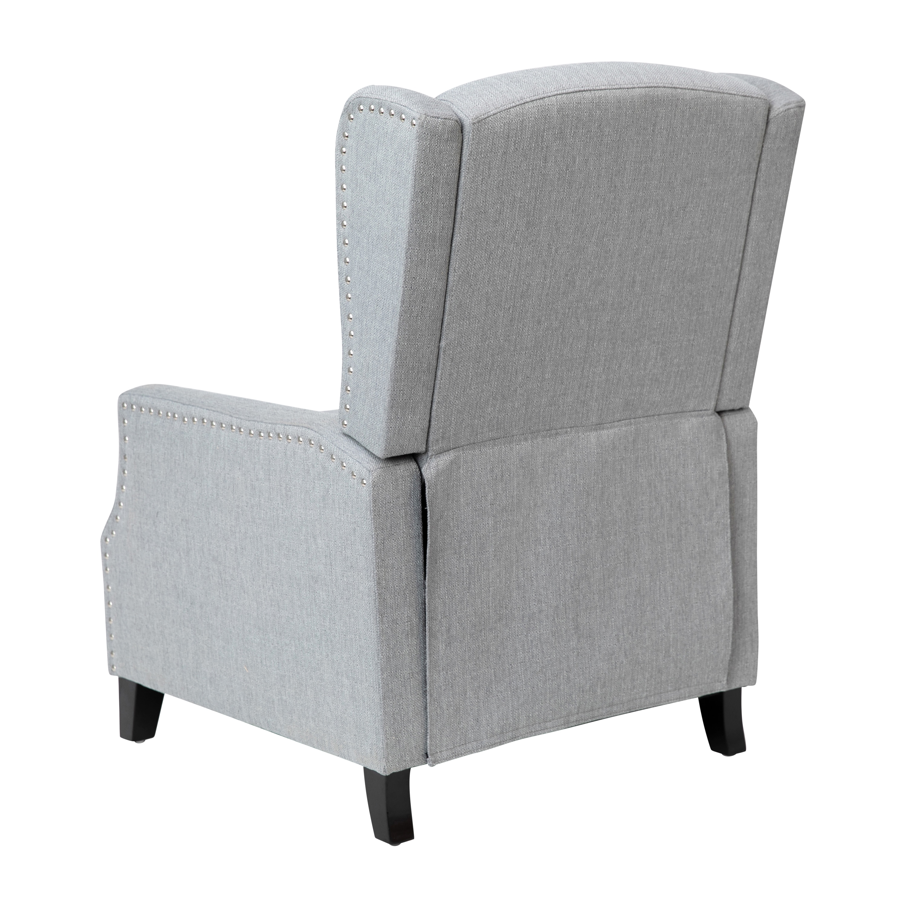 Modern Slim Silhouette Gray Recliner with Metal Nailhead Trim