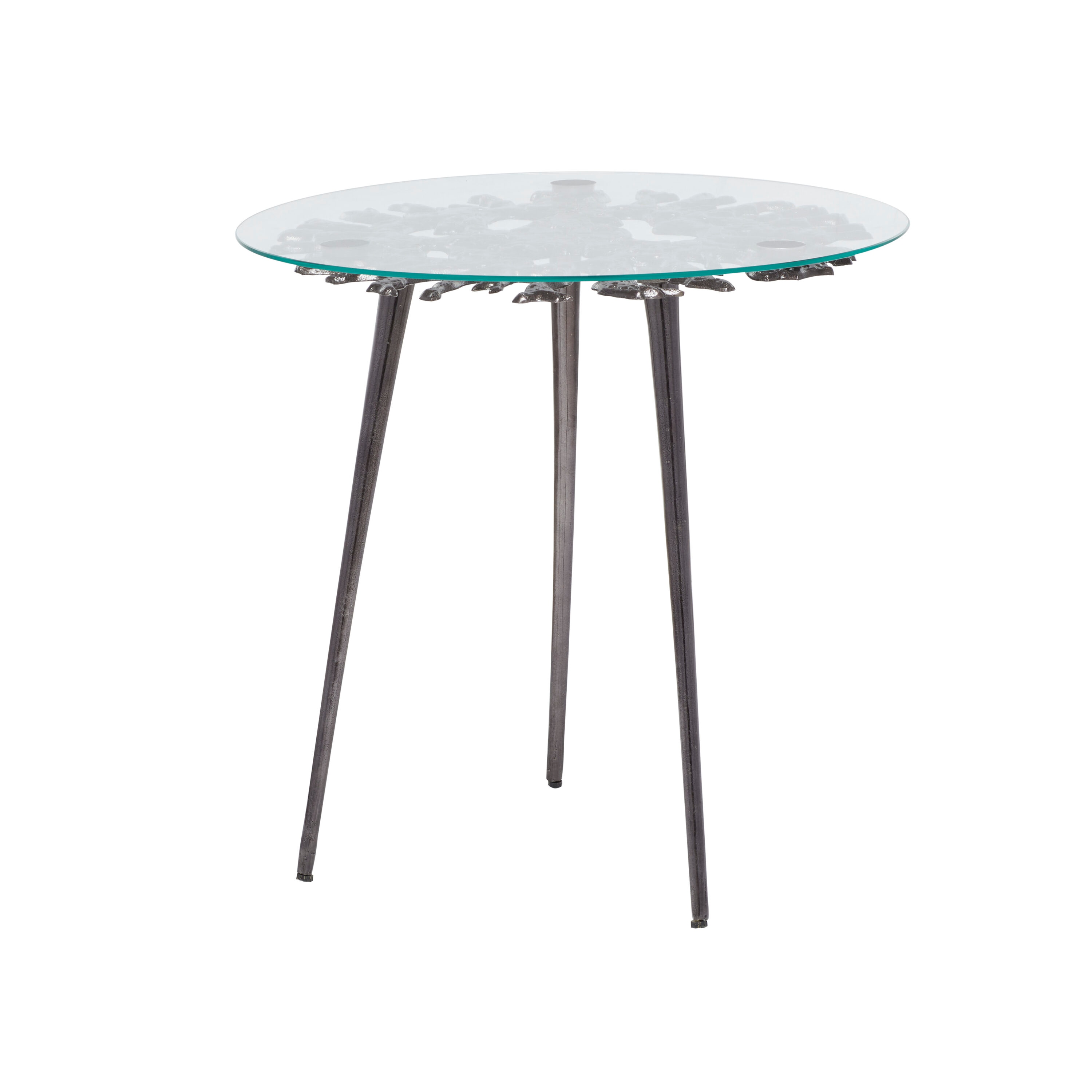 Eccentric Splash-Patterned 22'' Round Metal & Glass Accent Table