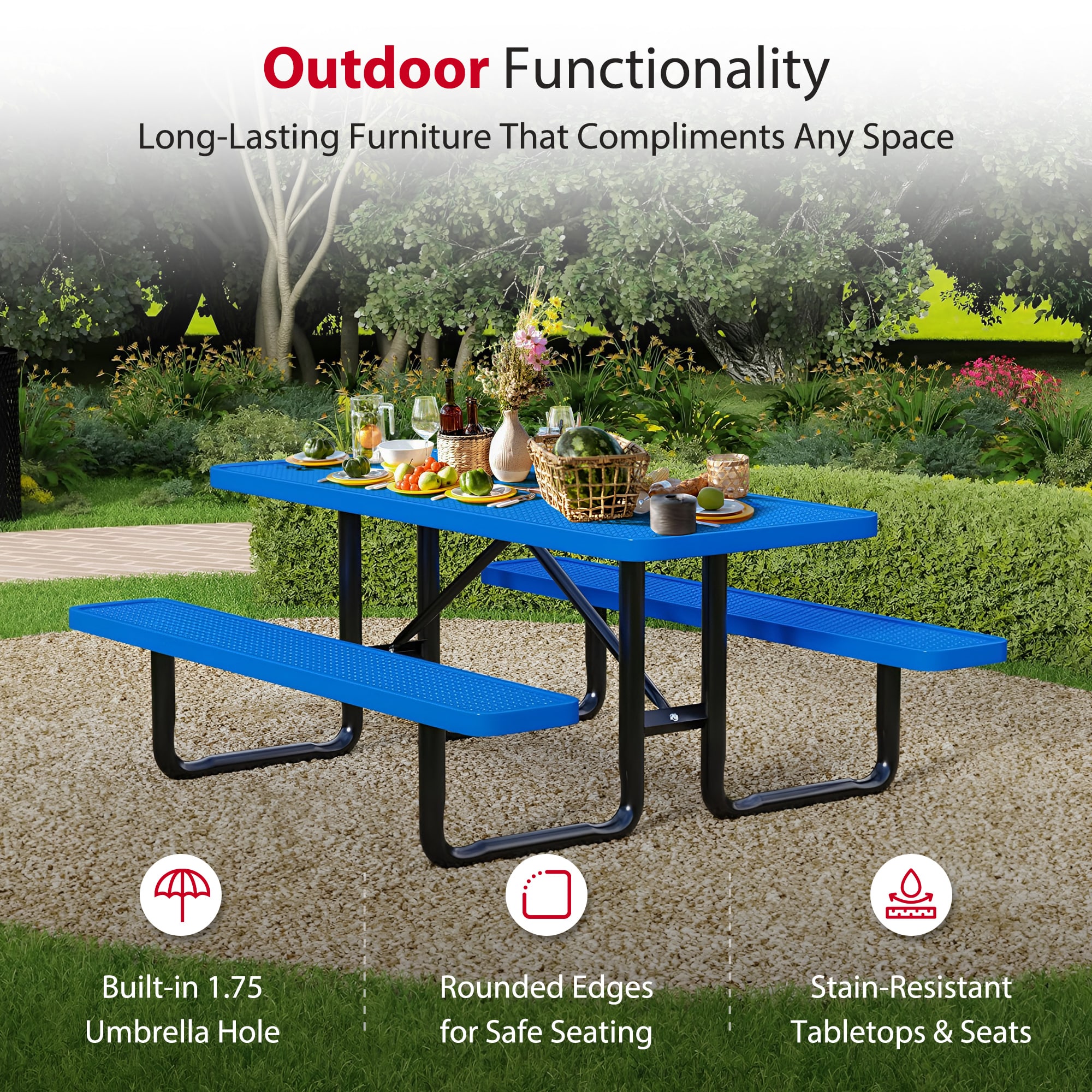 LeisureCraft T8XPP-BLUE Picnic-Tables - View #4